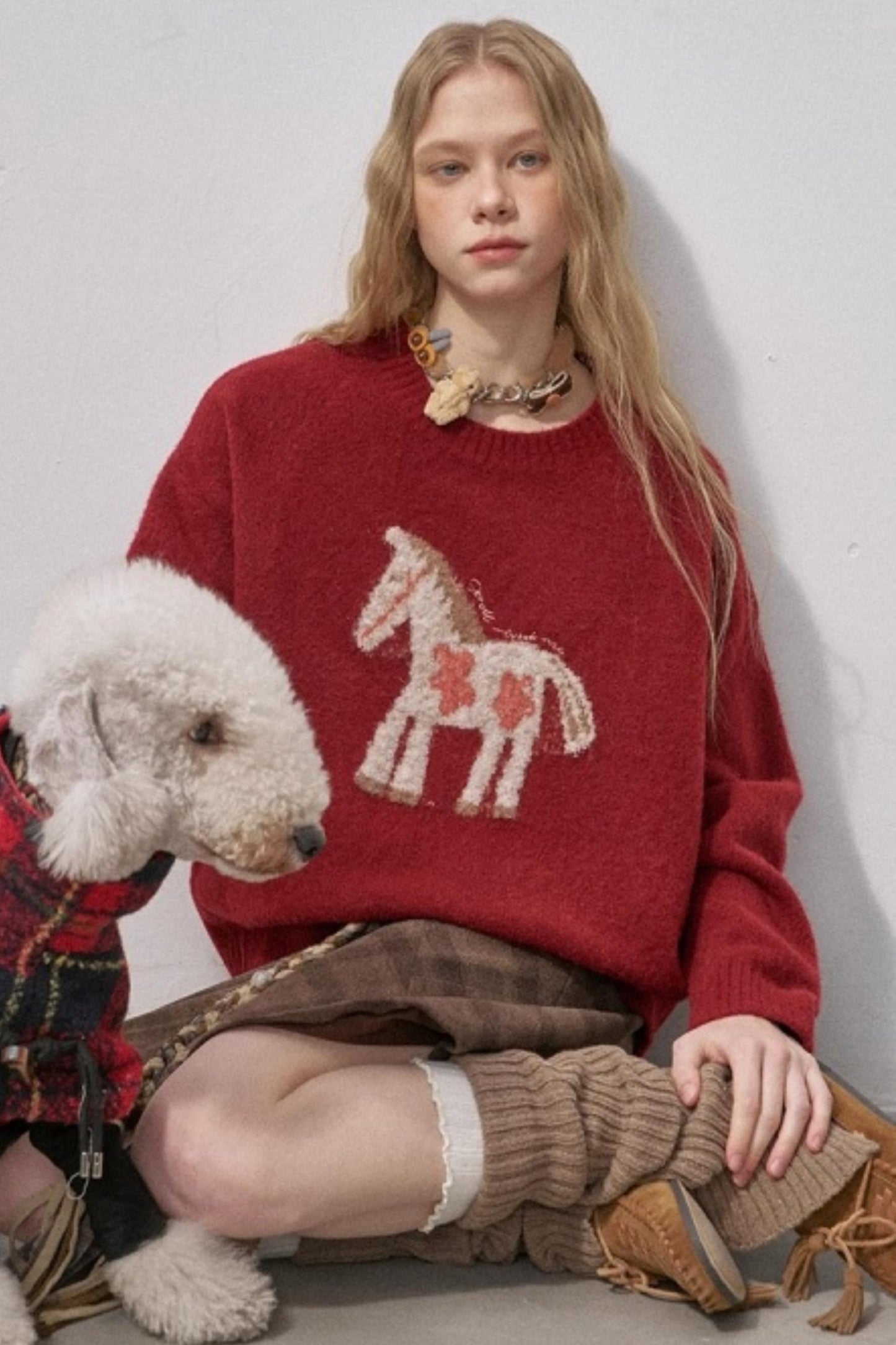 Floral Pony Festive Sweater