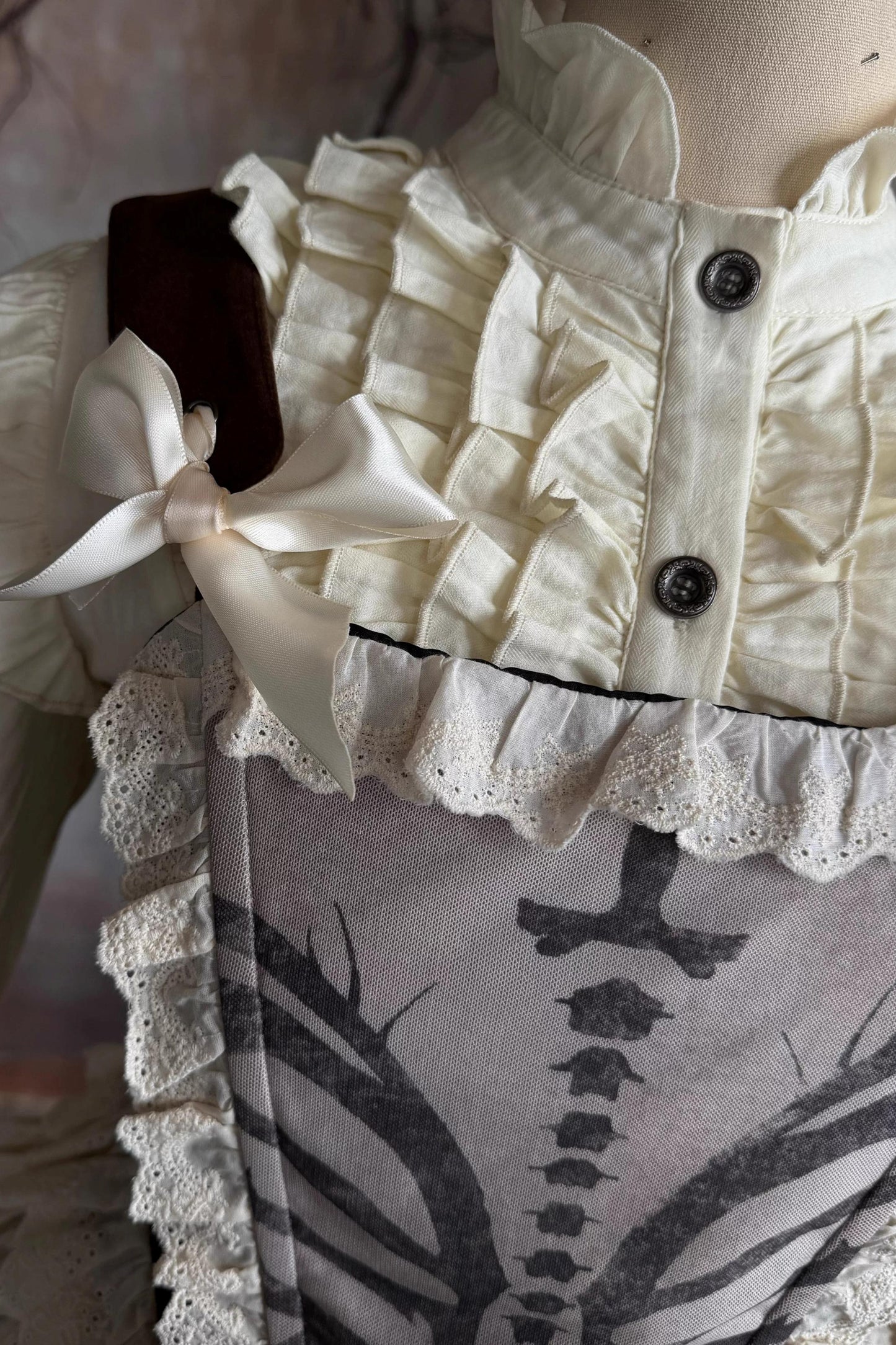 Bone Print Velvet Corset Vest