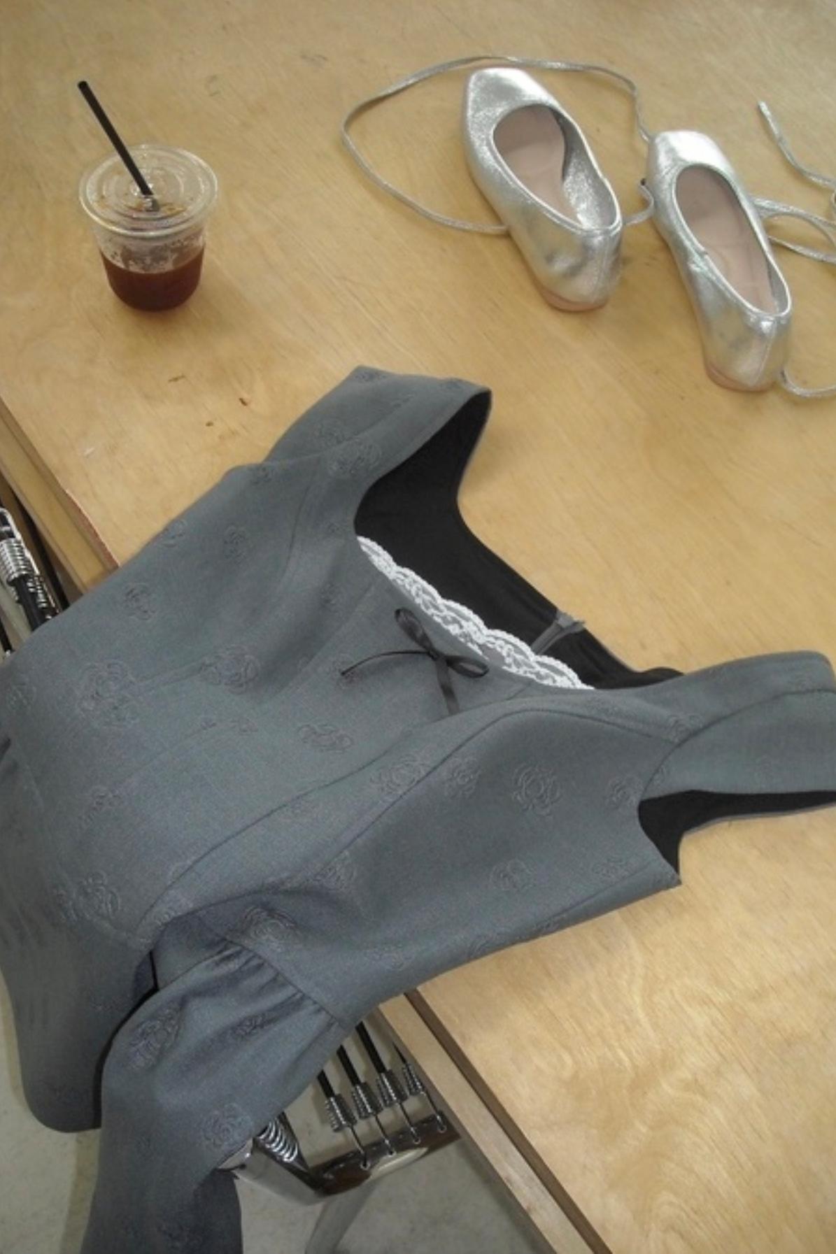 Gray Lace Bow Dress Set