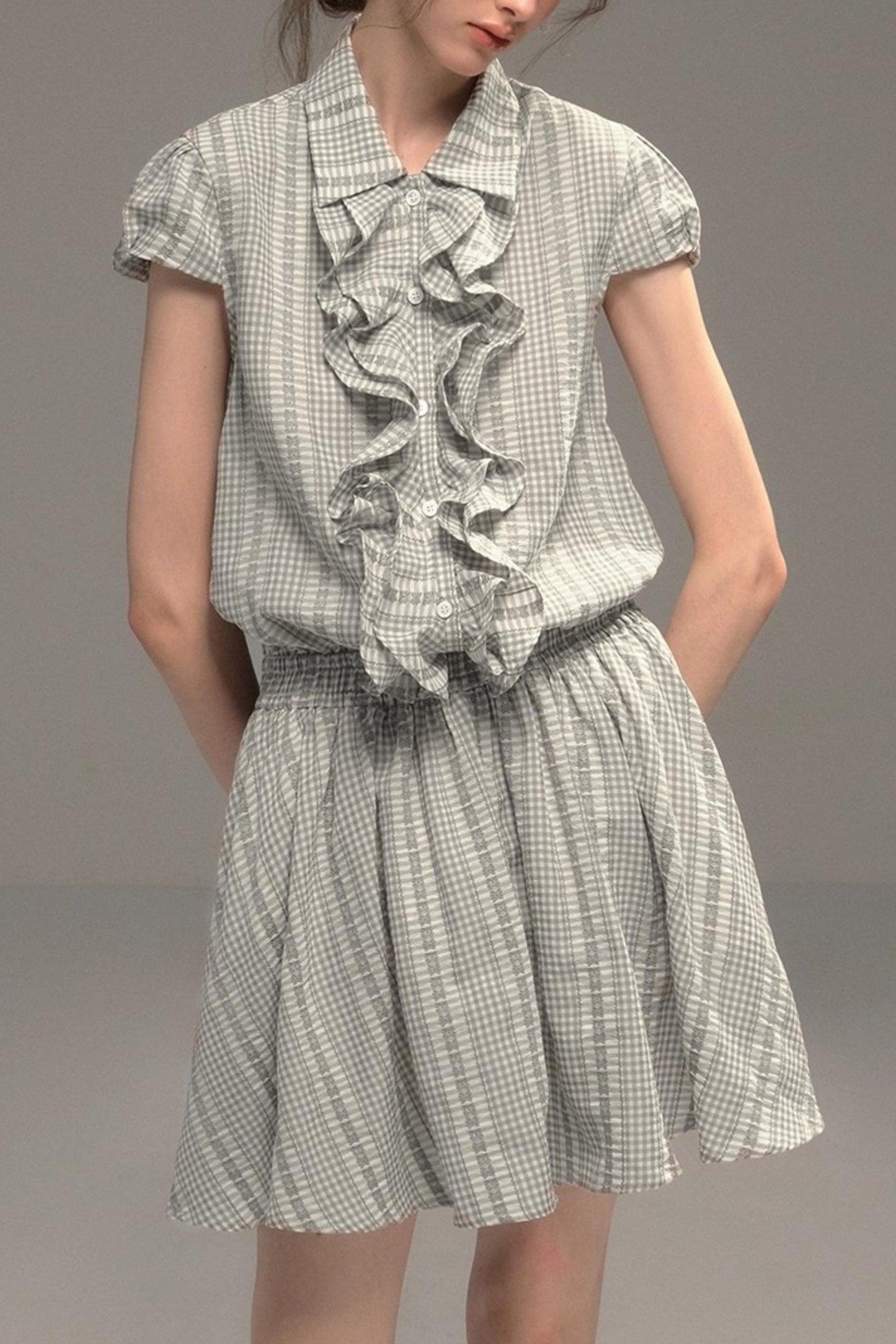 Silver Coral Jacquard Lace Dress