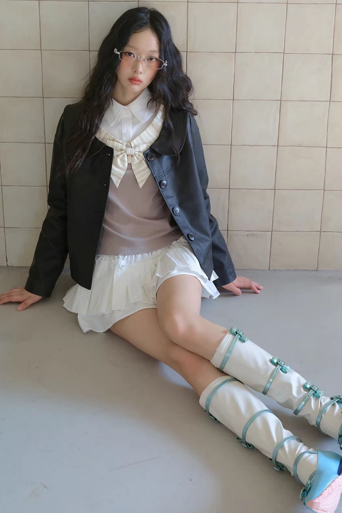 Retro Doll Collar Leather Jacket