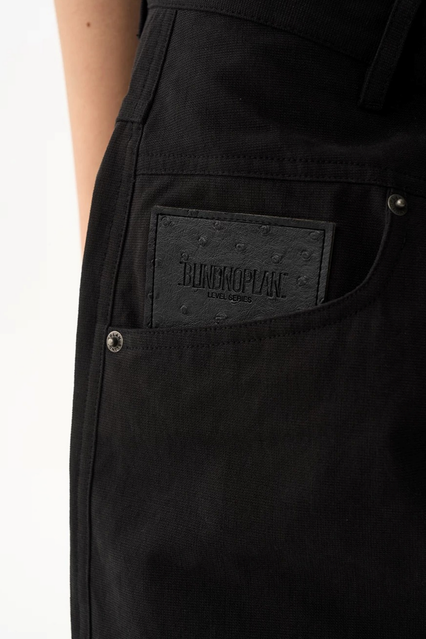 Leather Trim Straight-Leg Pants