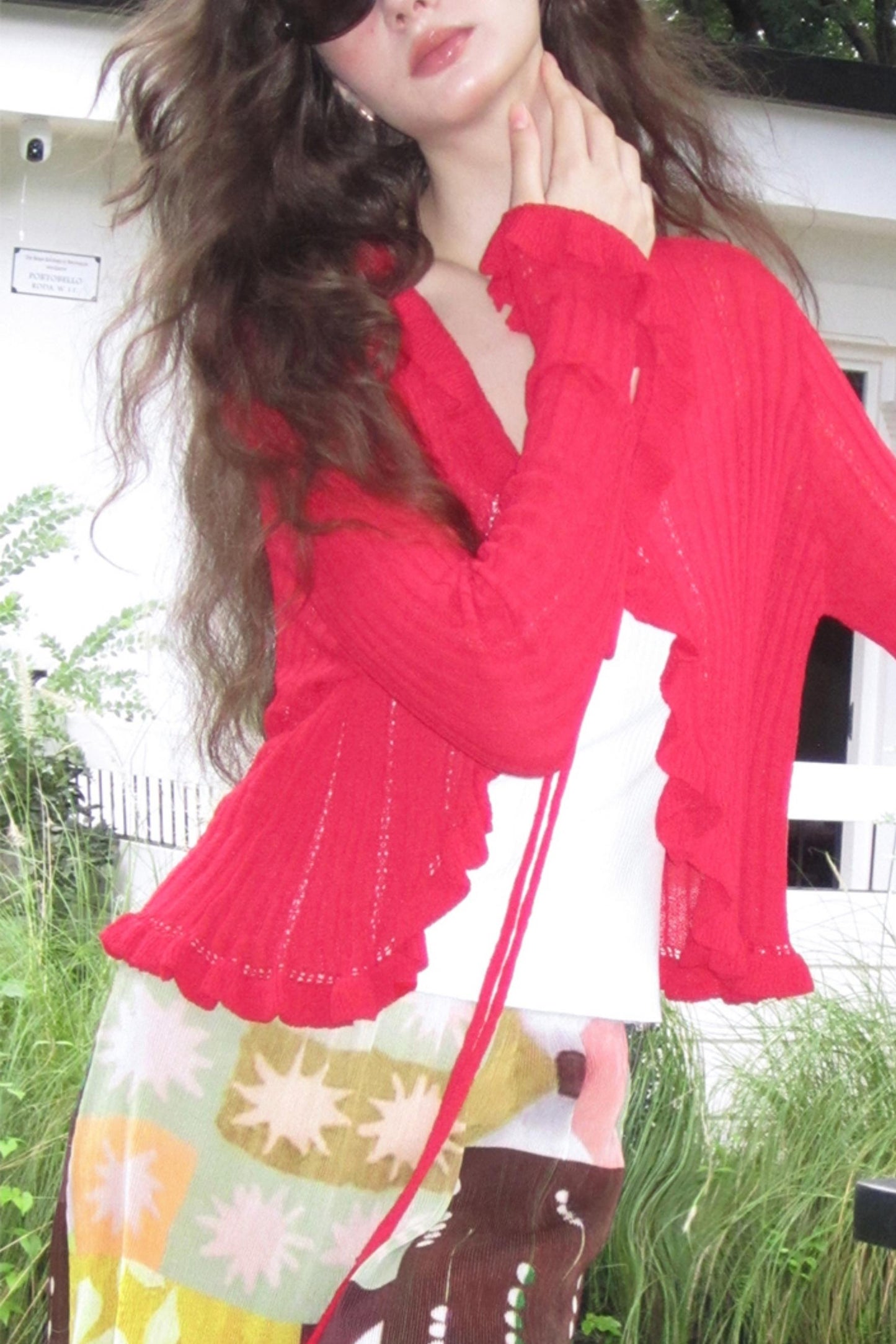 Vintage Ruffle Knitted Cardigan Set-Up