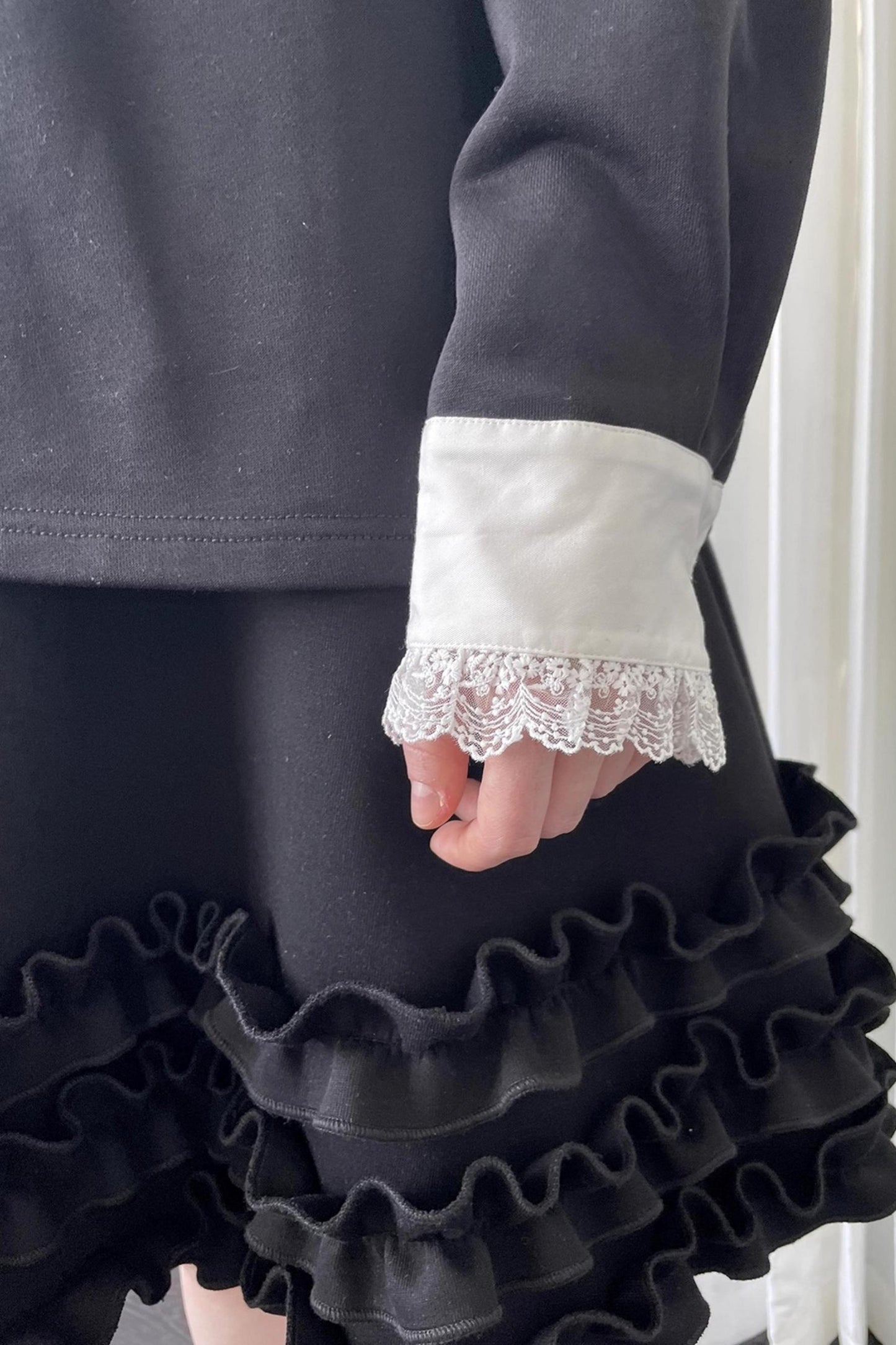 Lace Panel Knitted Sweatshirt