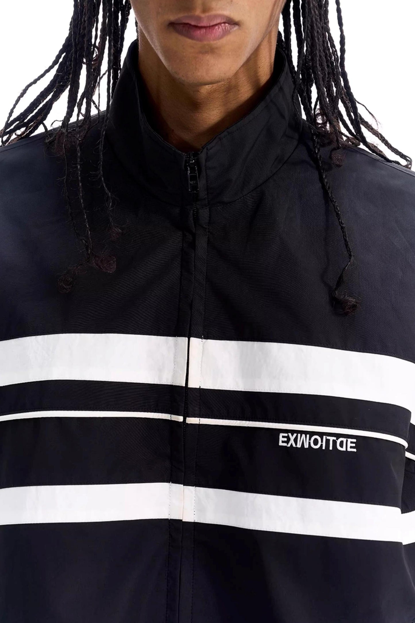 Color-Blocked Distressed Sports Jacket