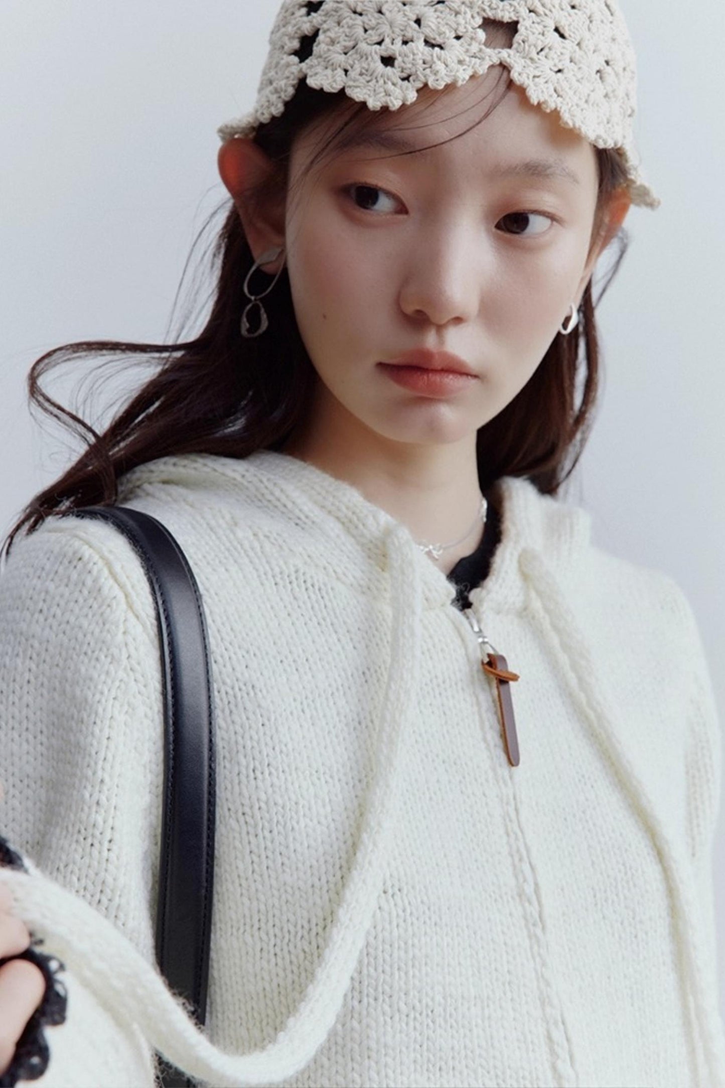 Cream Hooded Sweater Jacket