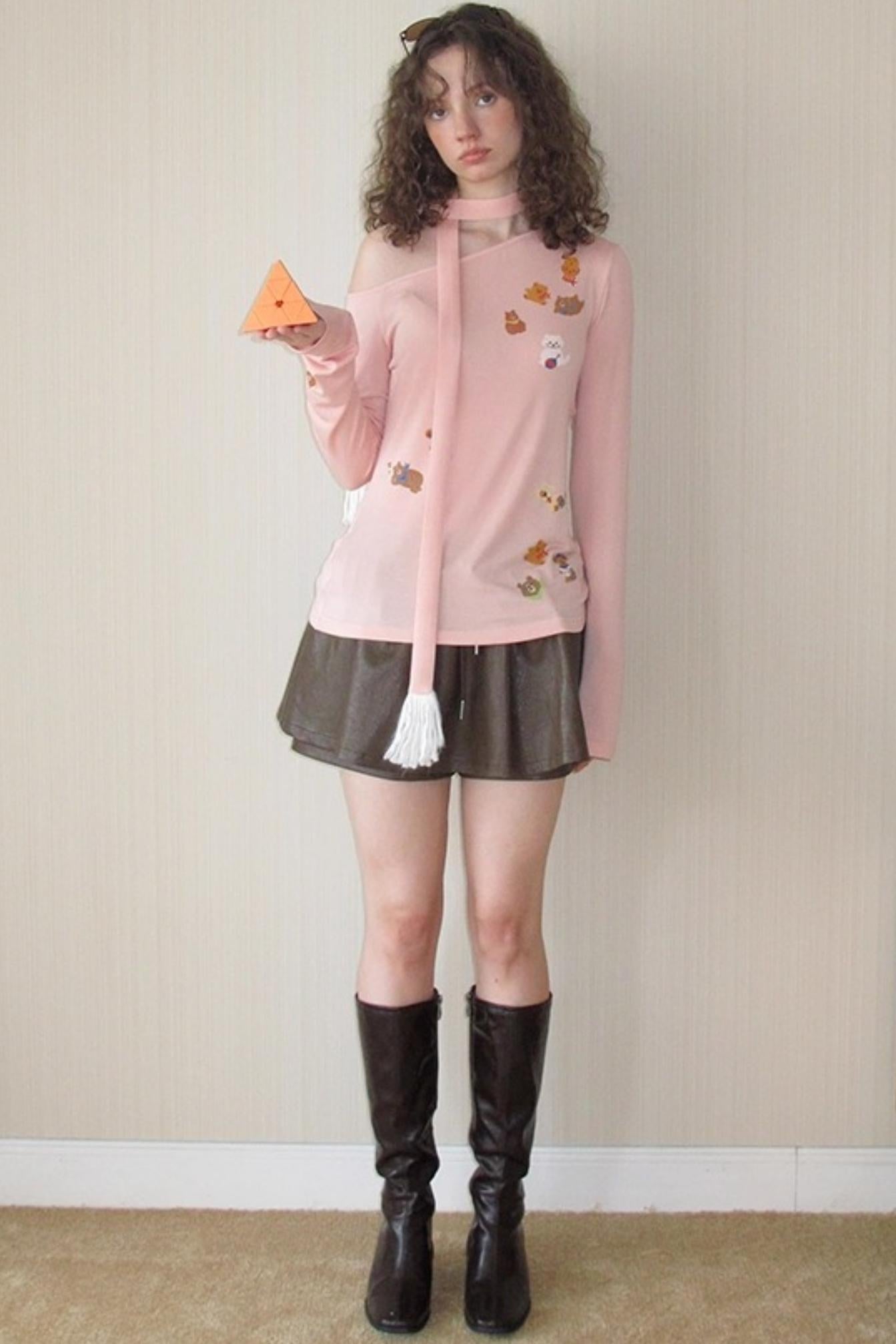 Vintage Distressed Leather Skirt