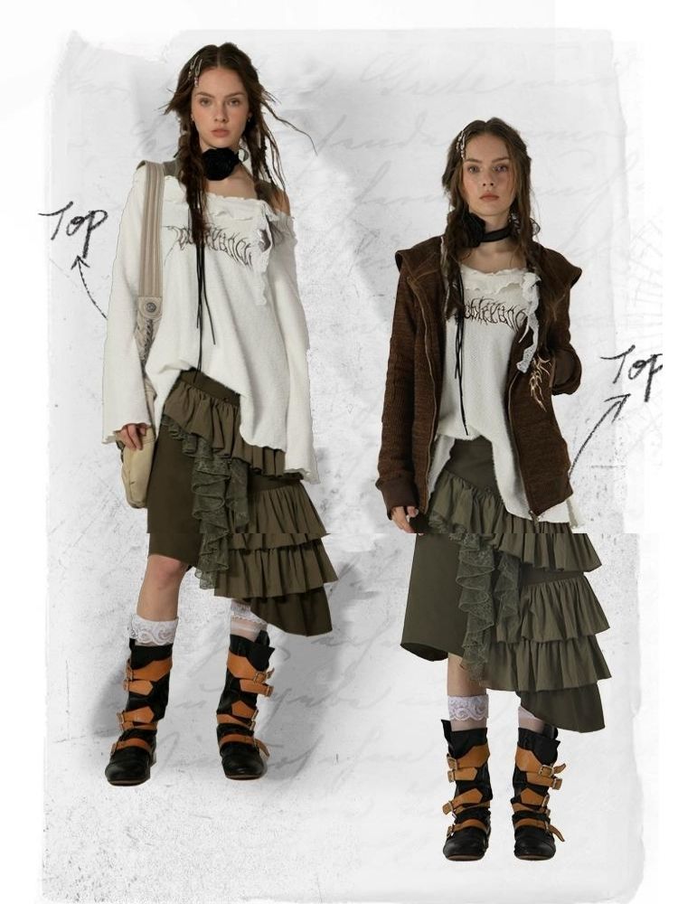 Unregelmäßiger nomadischer Wanderlust-Mid-Length-Bustier-Rock