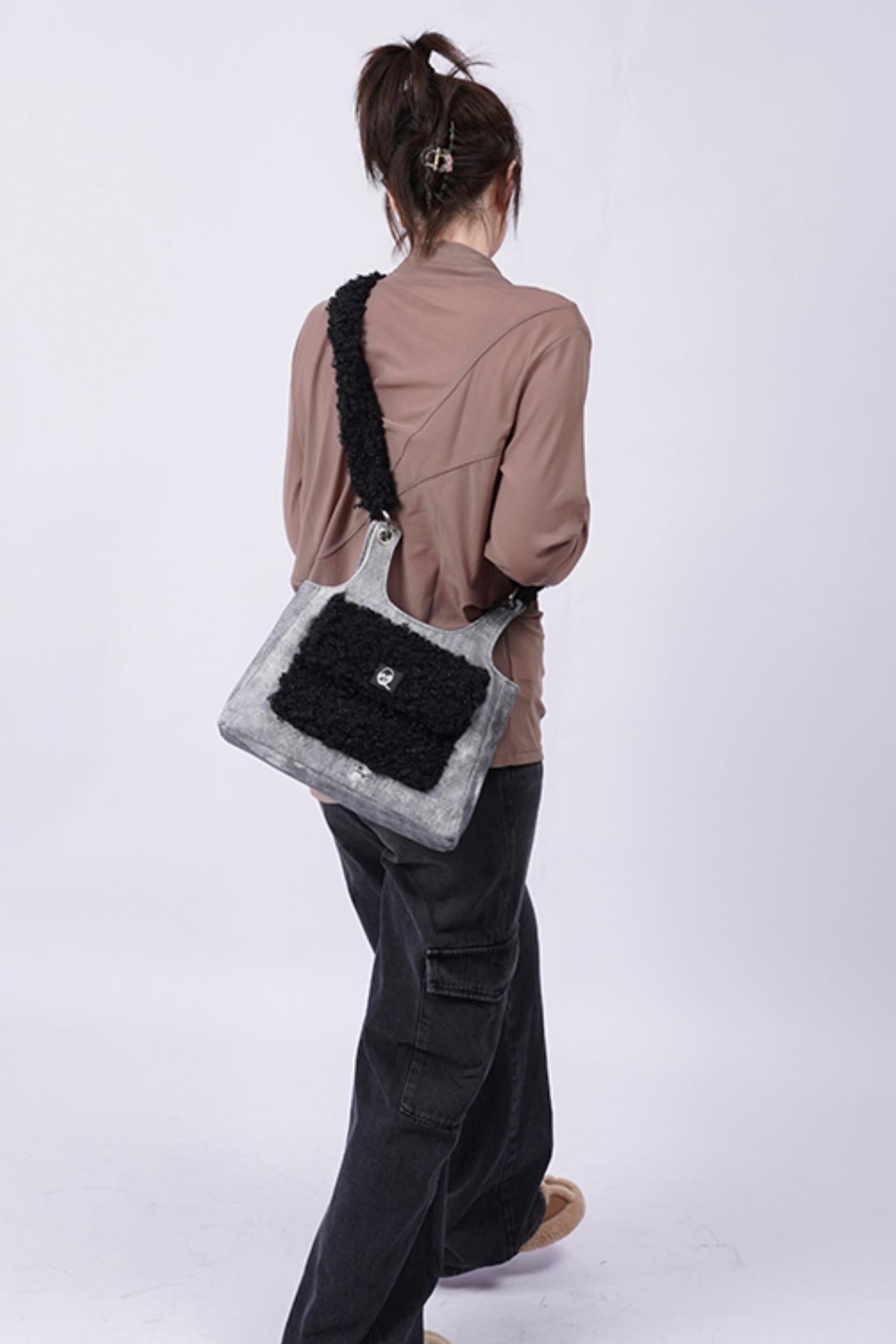 Luxe Textured Crossbody Tote Bag