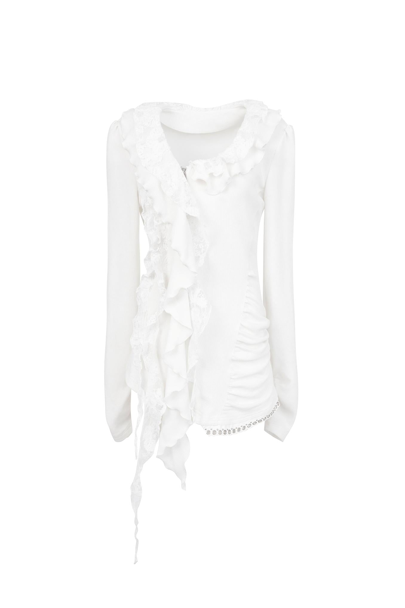 레트로 러플 카디건