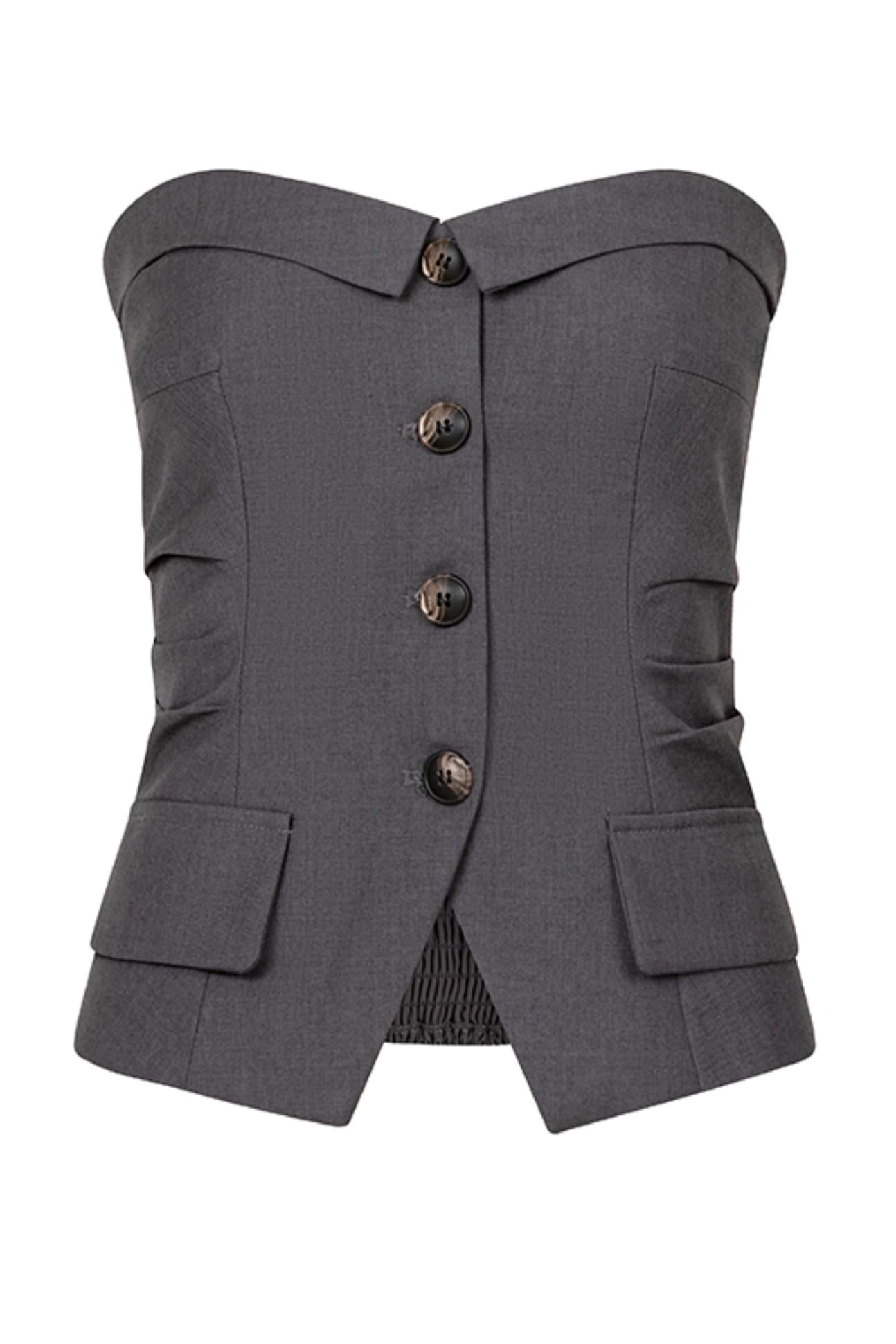 Gray One-Shoulder Bustier Set-Up