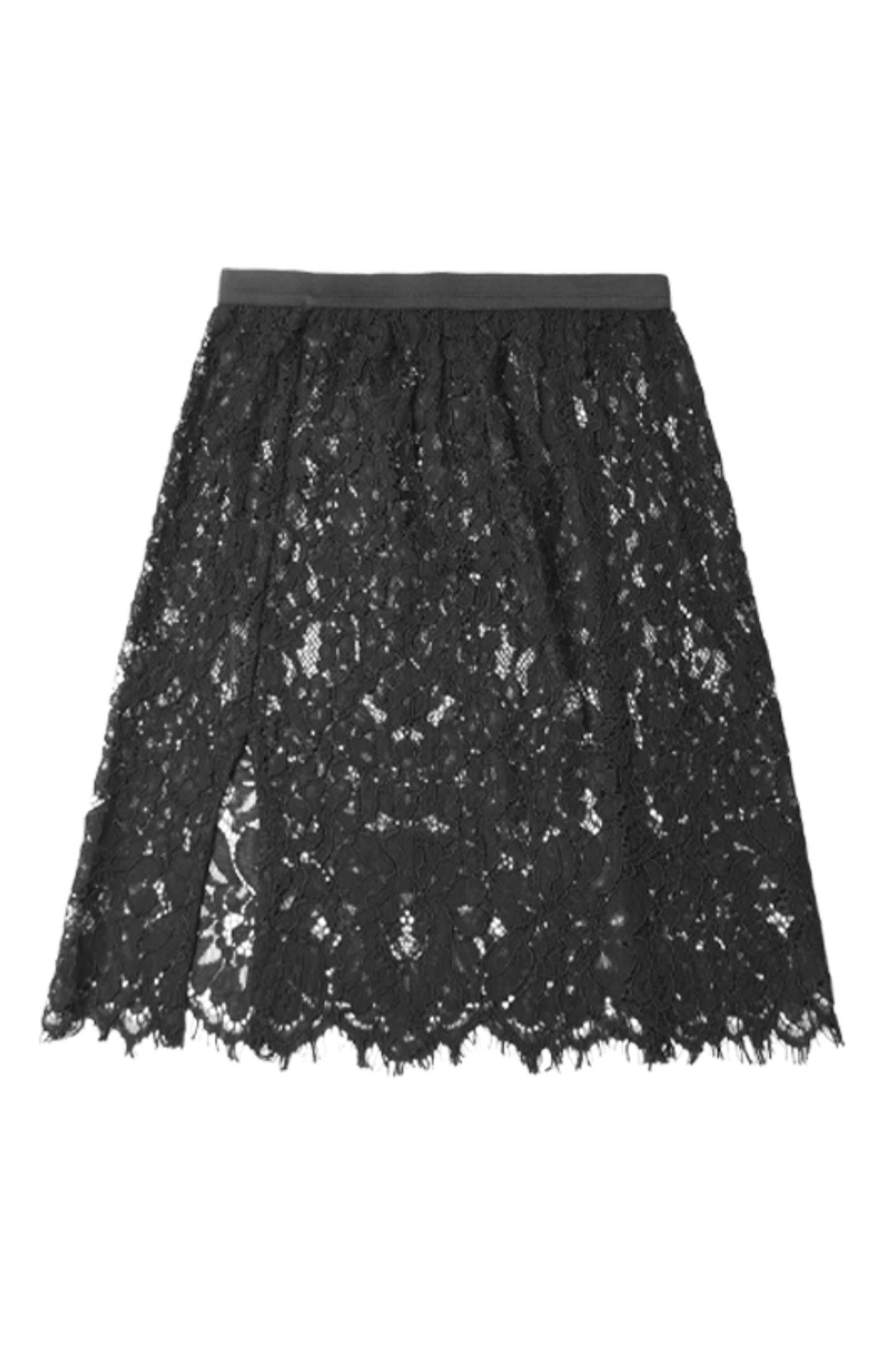 Lace Detail Slit Layer Skirt