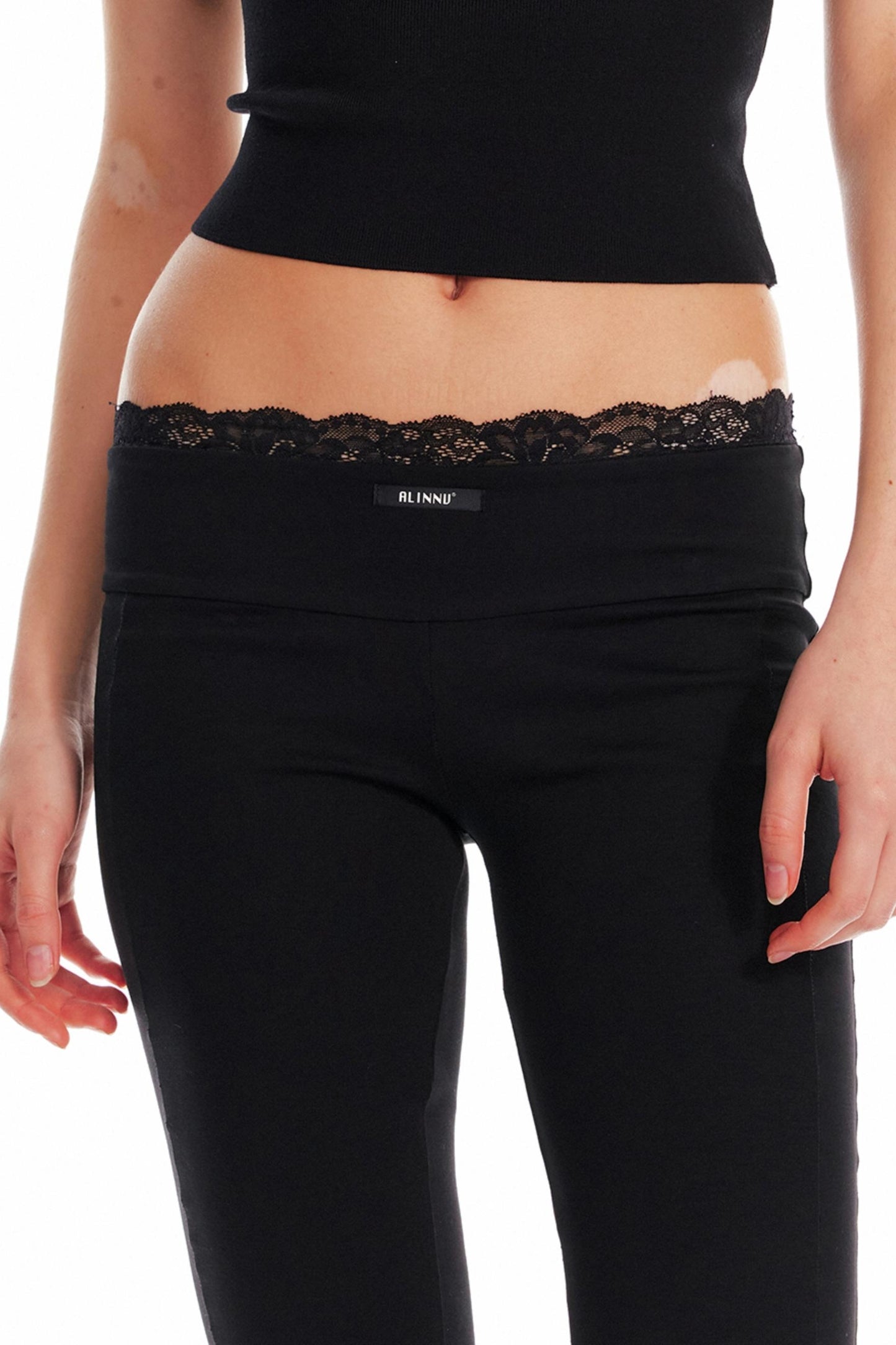 Black Lace Flare Pants