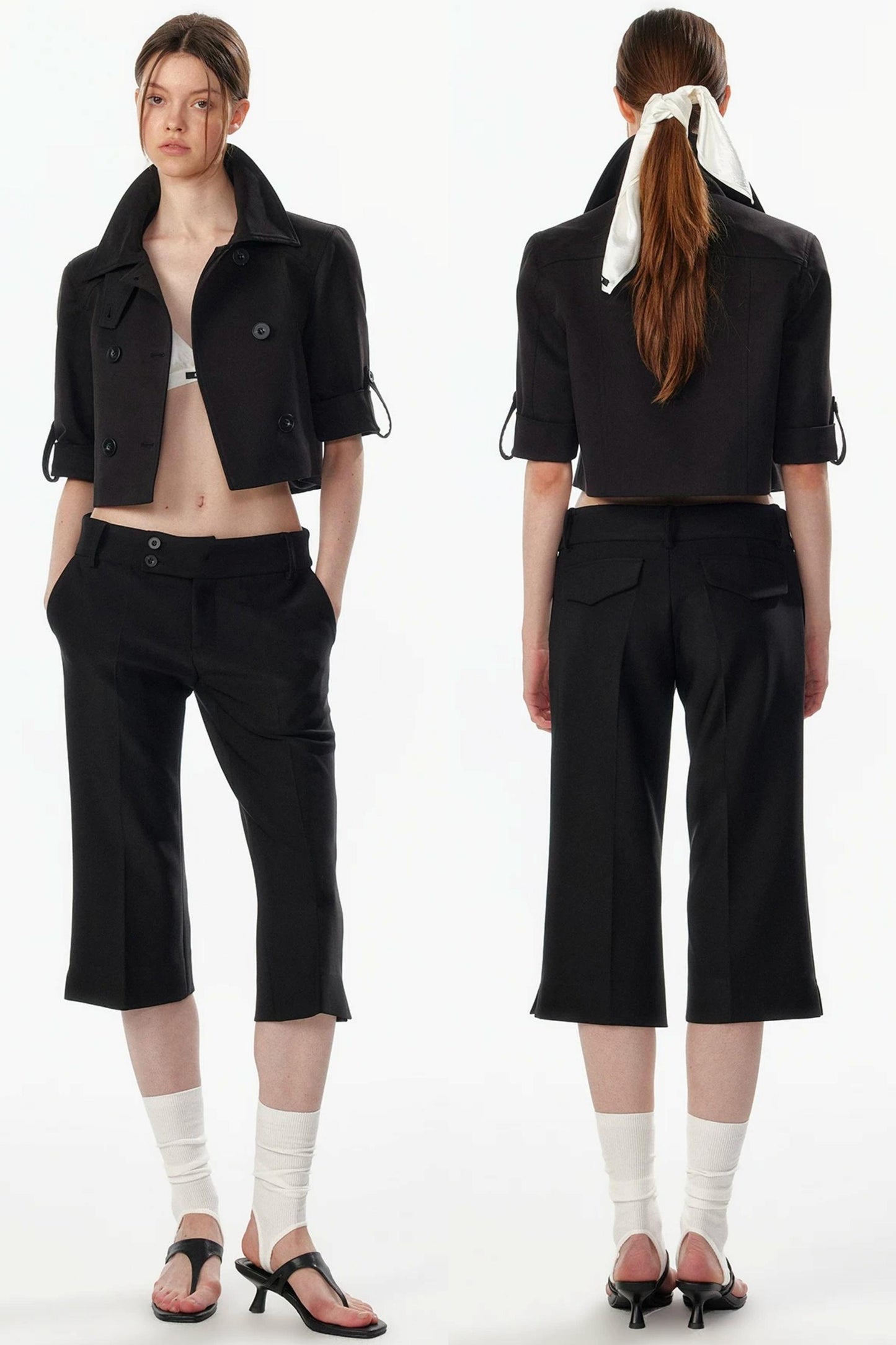 Cropped Convertible Collar Top