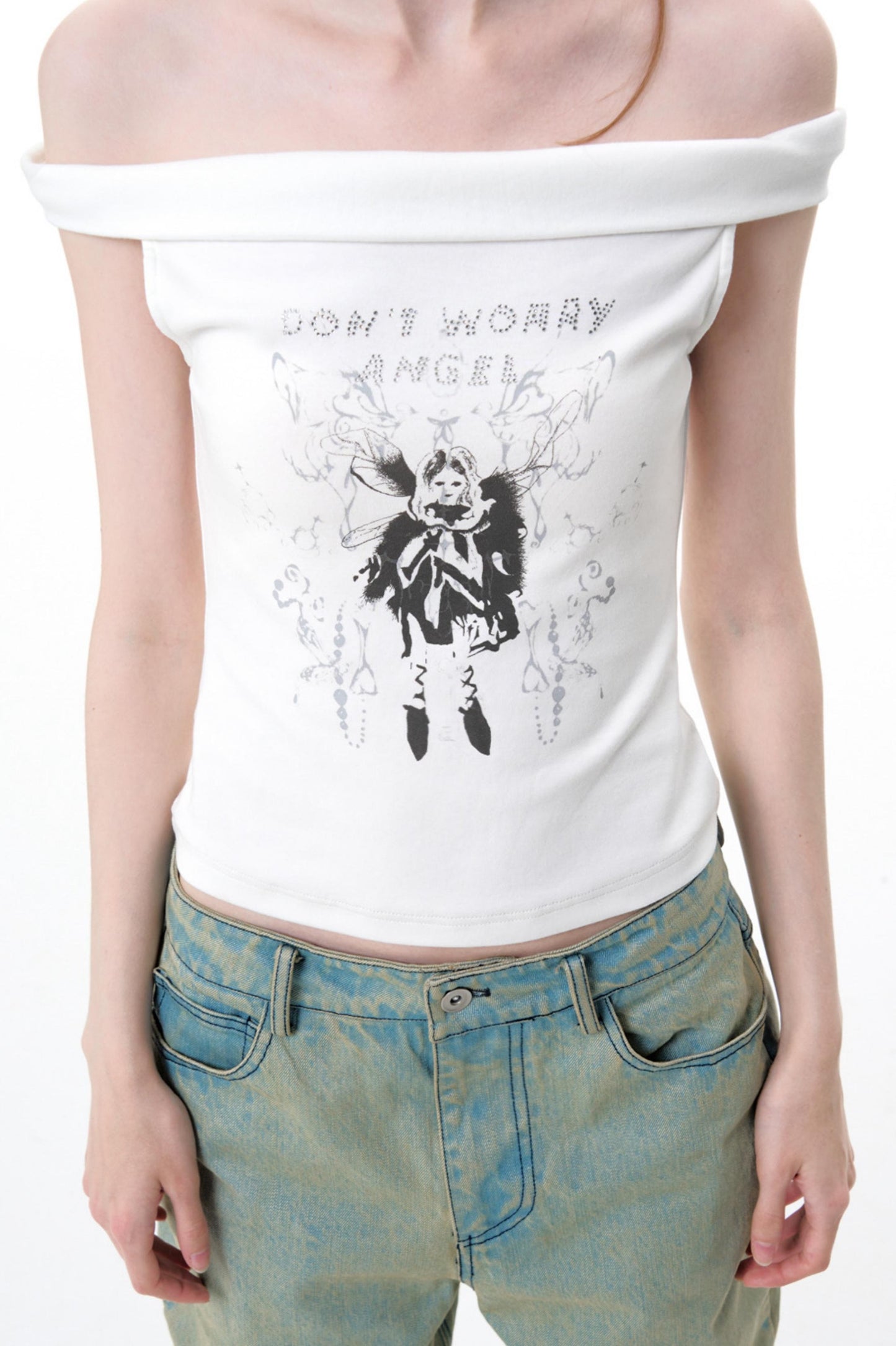 One-Shoulder Rhinestone Tee