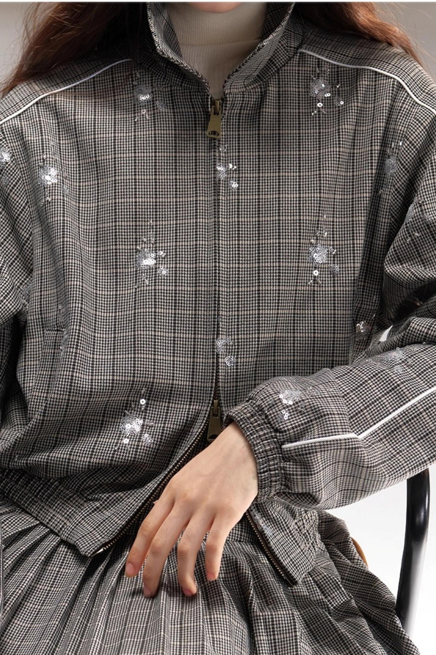 Gray Beaded Academy Jacket Set-Up