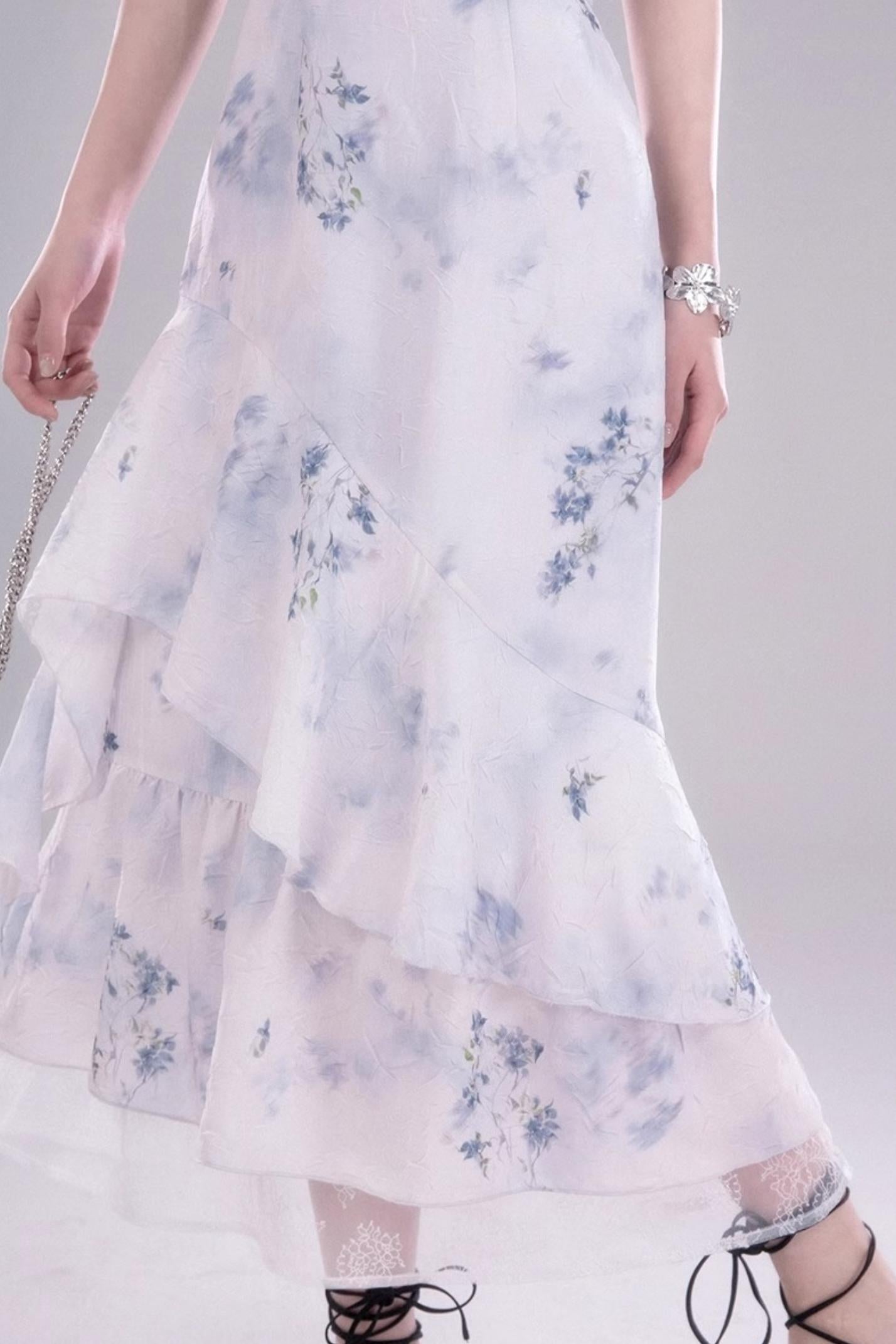 Ethereal Blue Petal Dress