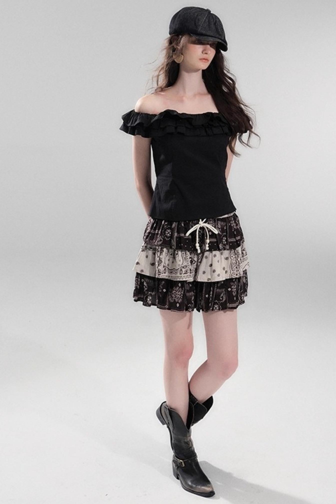 Begonia Ruffle One-Shoulder Top