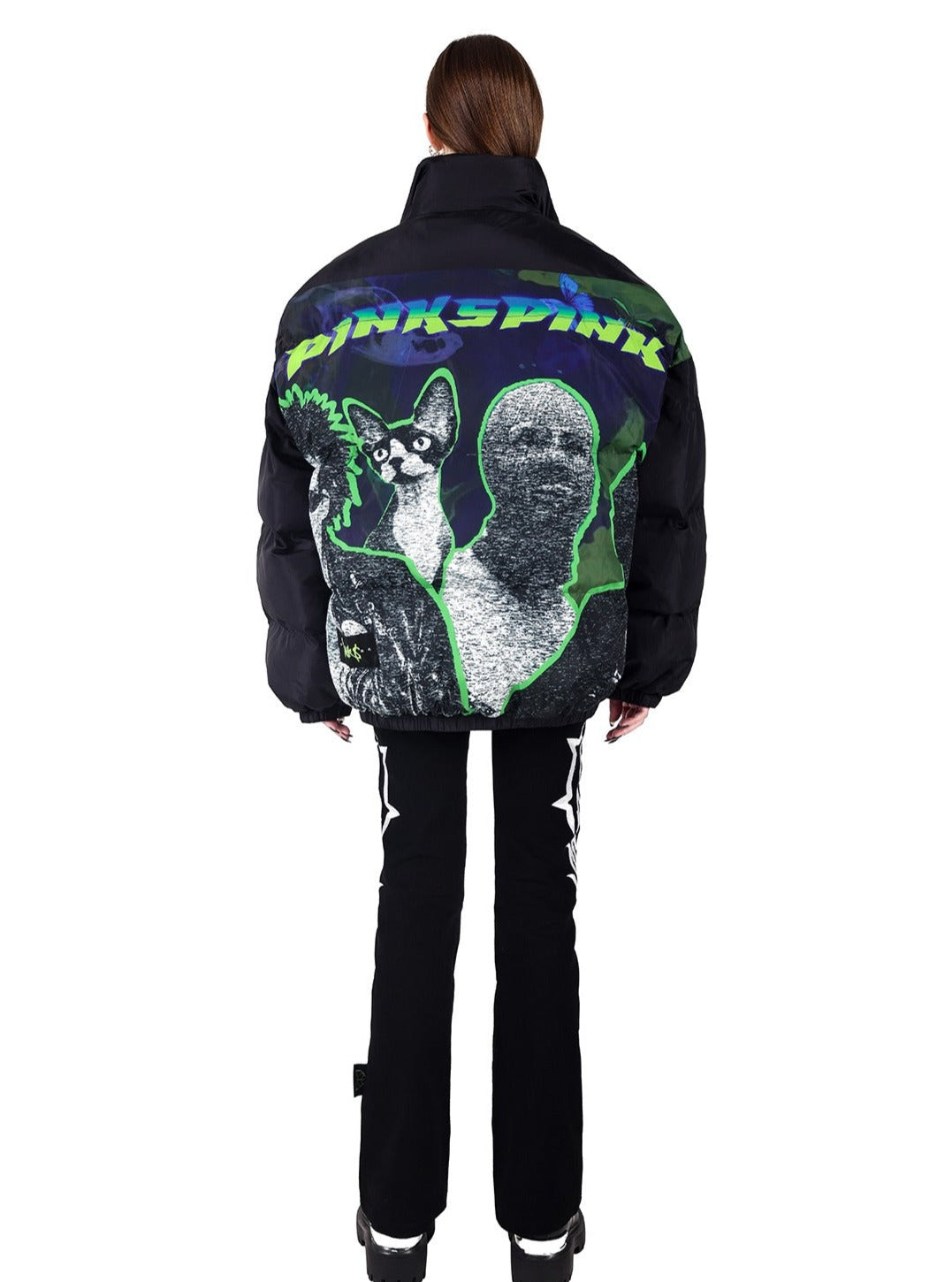 루즈한 하이넥 클립 면 두꺼운 재킷