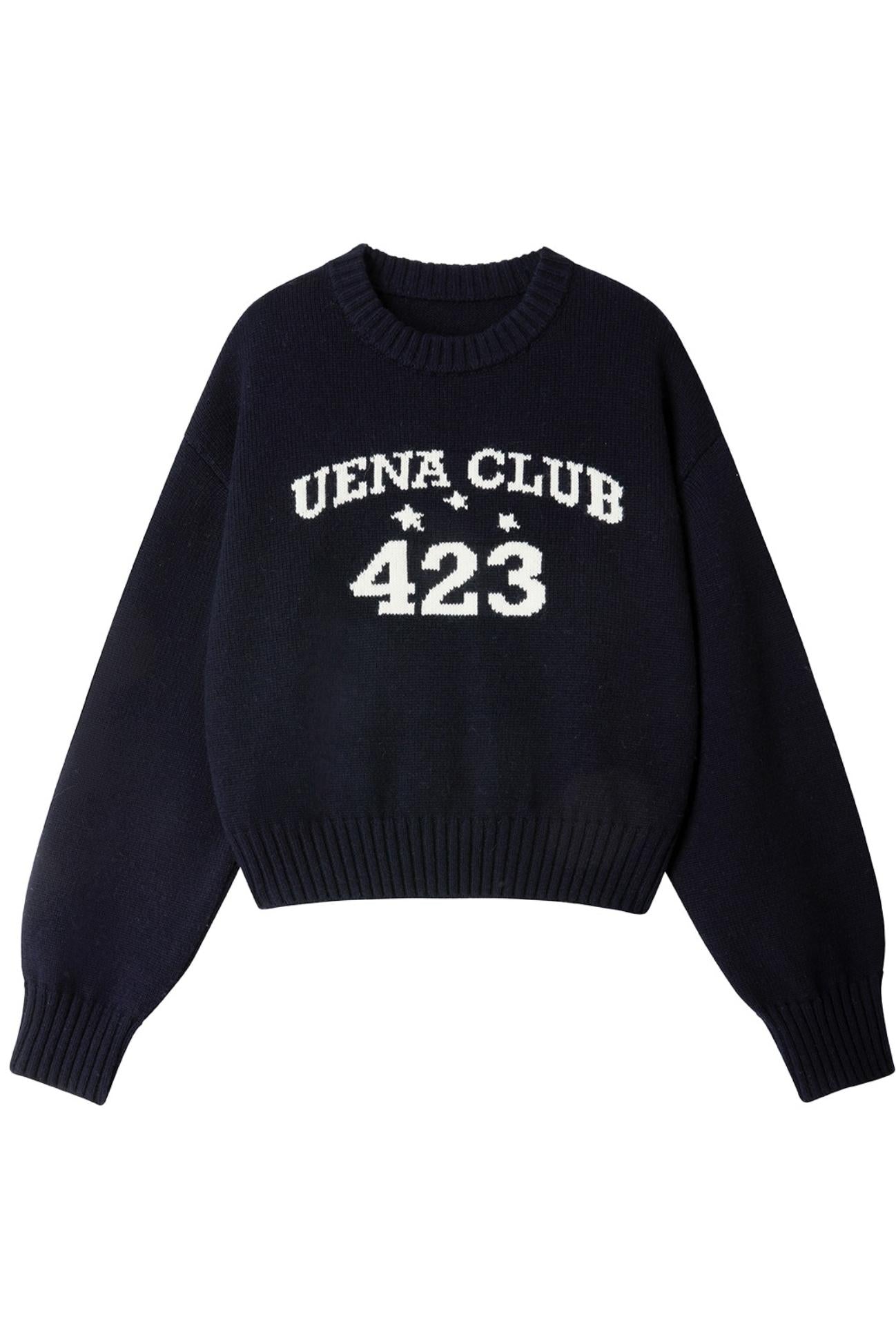 Navy Blue Wool Knit Sweater