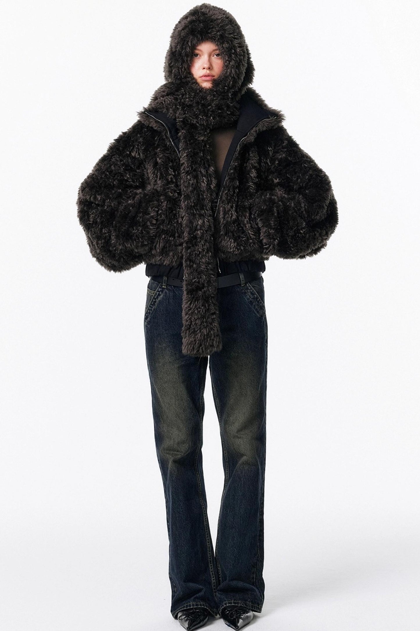 Eco-Friendly Fur Hooded Scarf