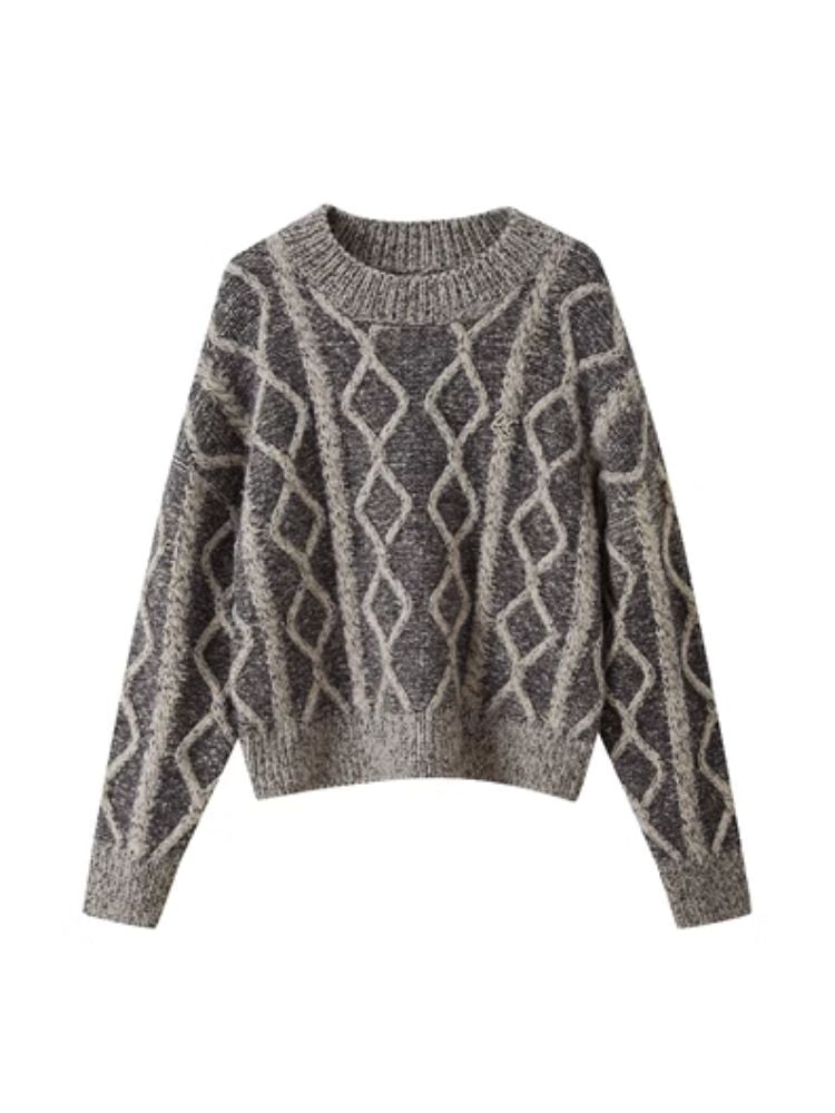 Verdrehter Blumen Rundhals Pullover