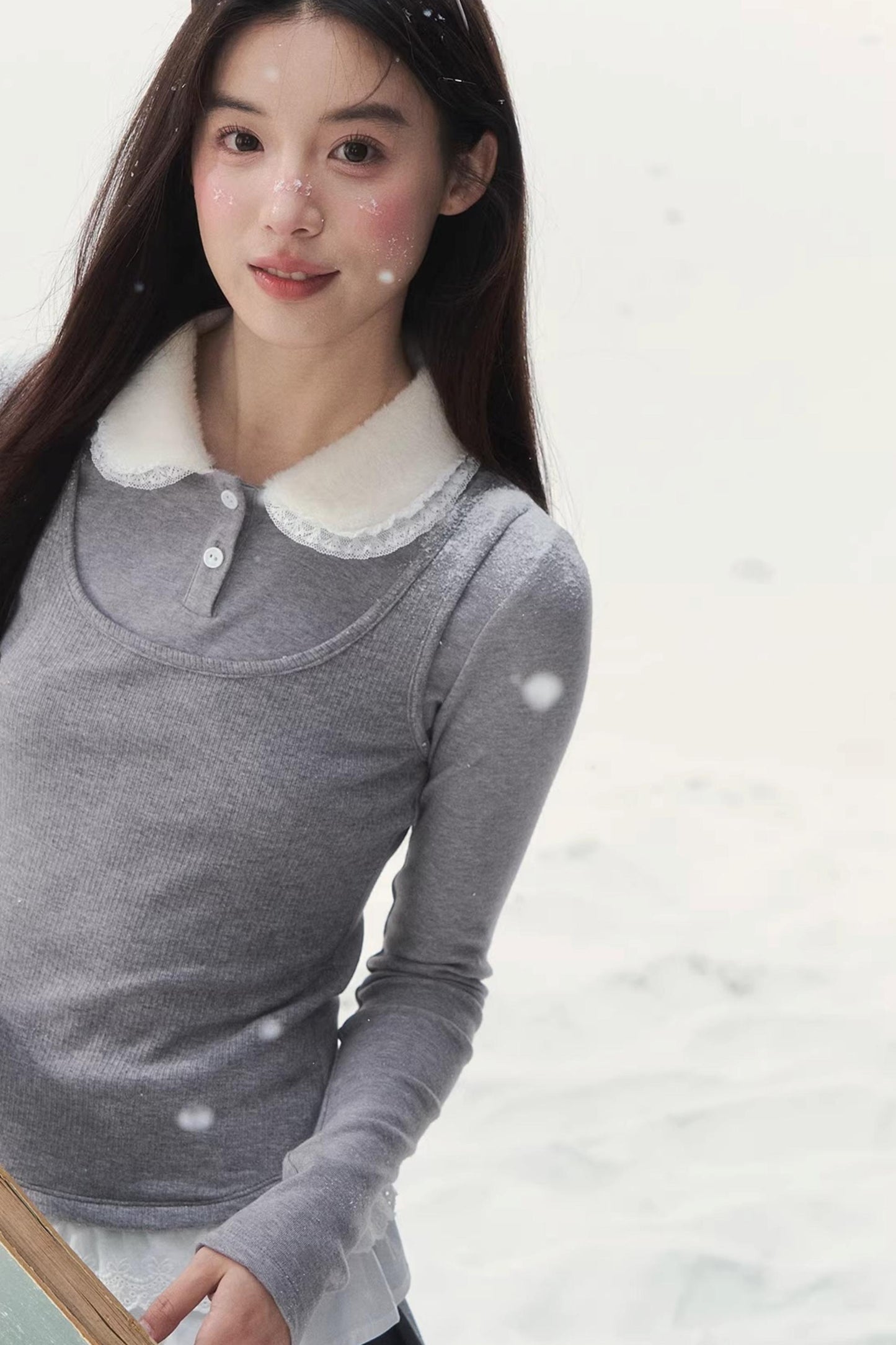 Faux Two-Piece Knitted T-Shirt