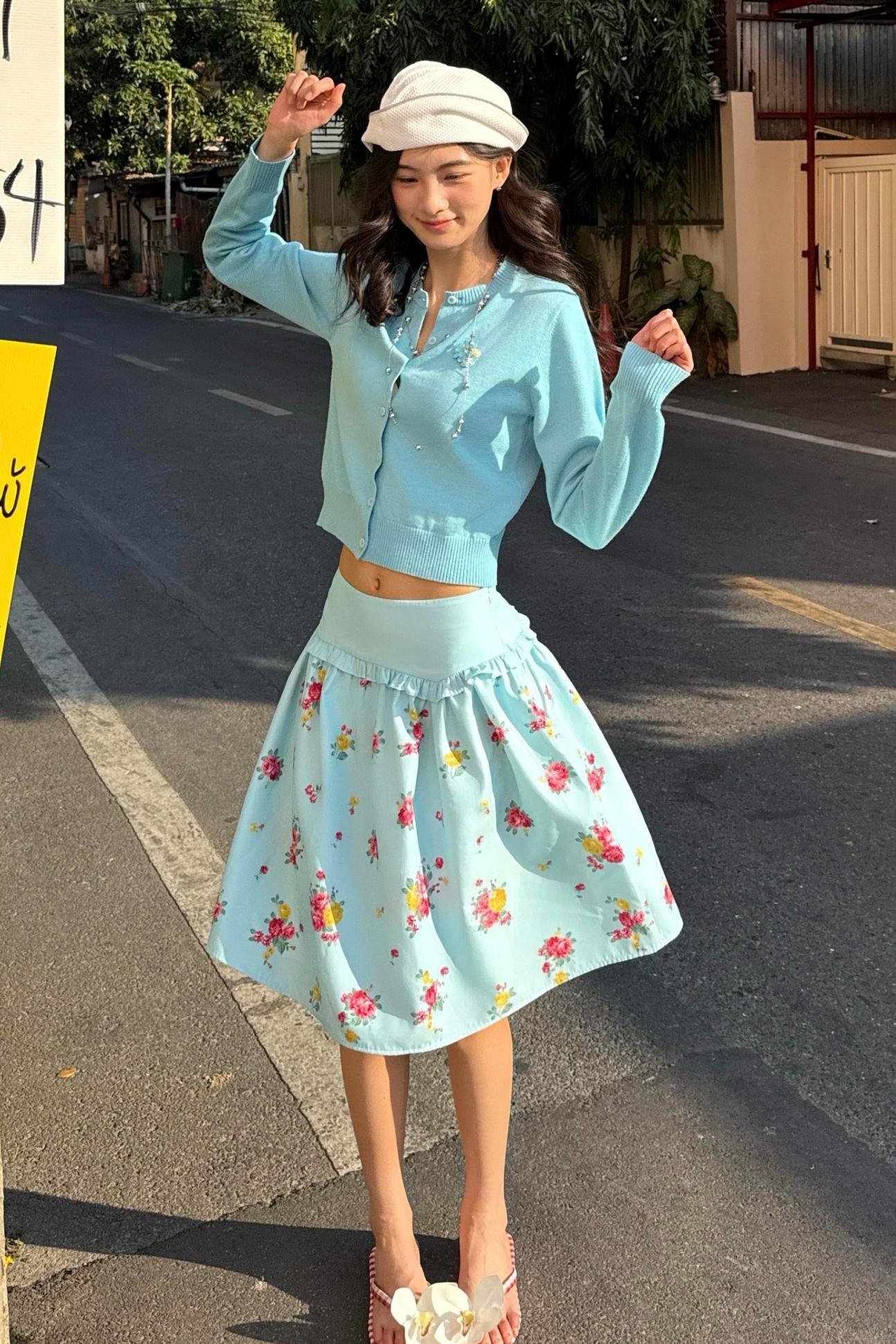 Floral Lace Puff Skirt