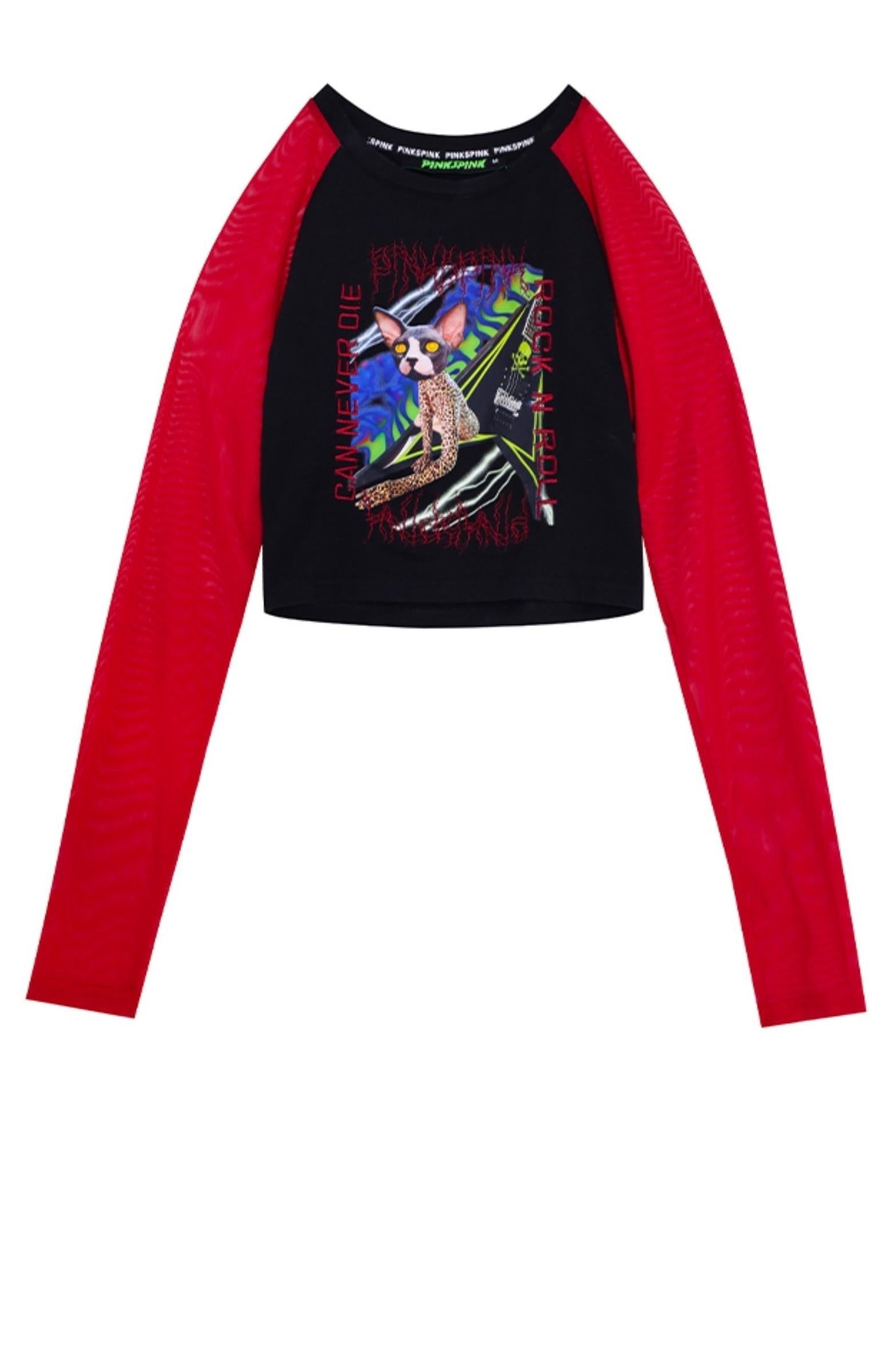 스핑크스 고양이 록 그래픽 티셔츠