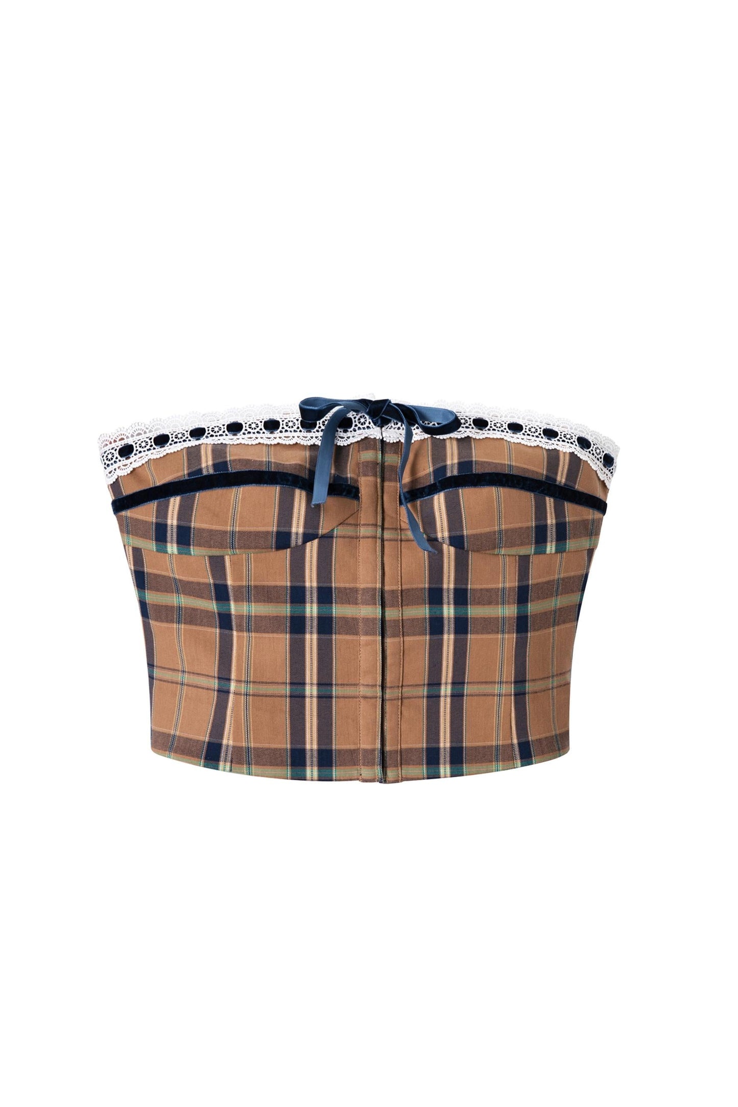 Plaid Lace Bustier Top