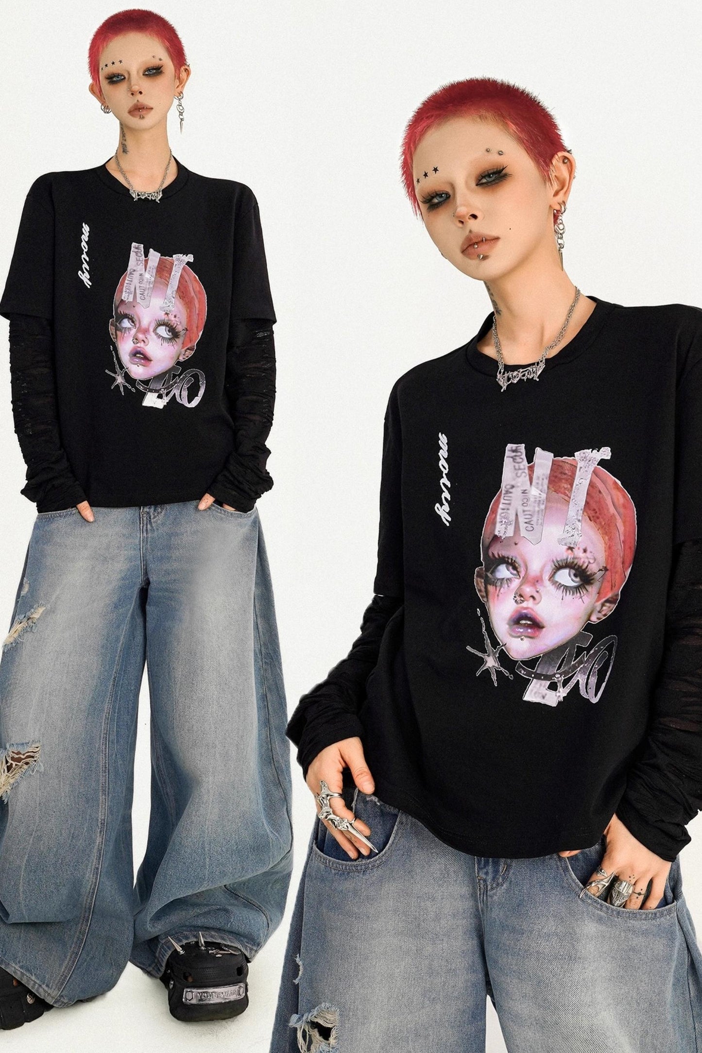 American Hot Girl Cartoon Portrait Sweatshirt