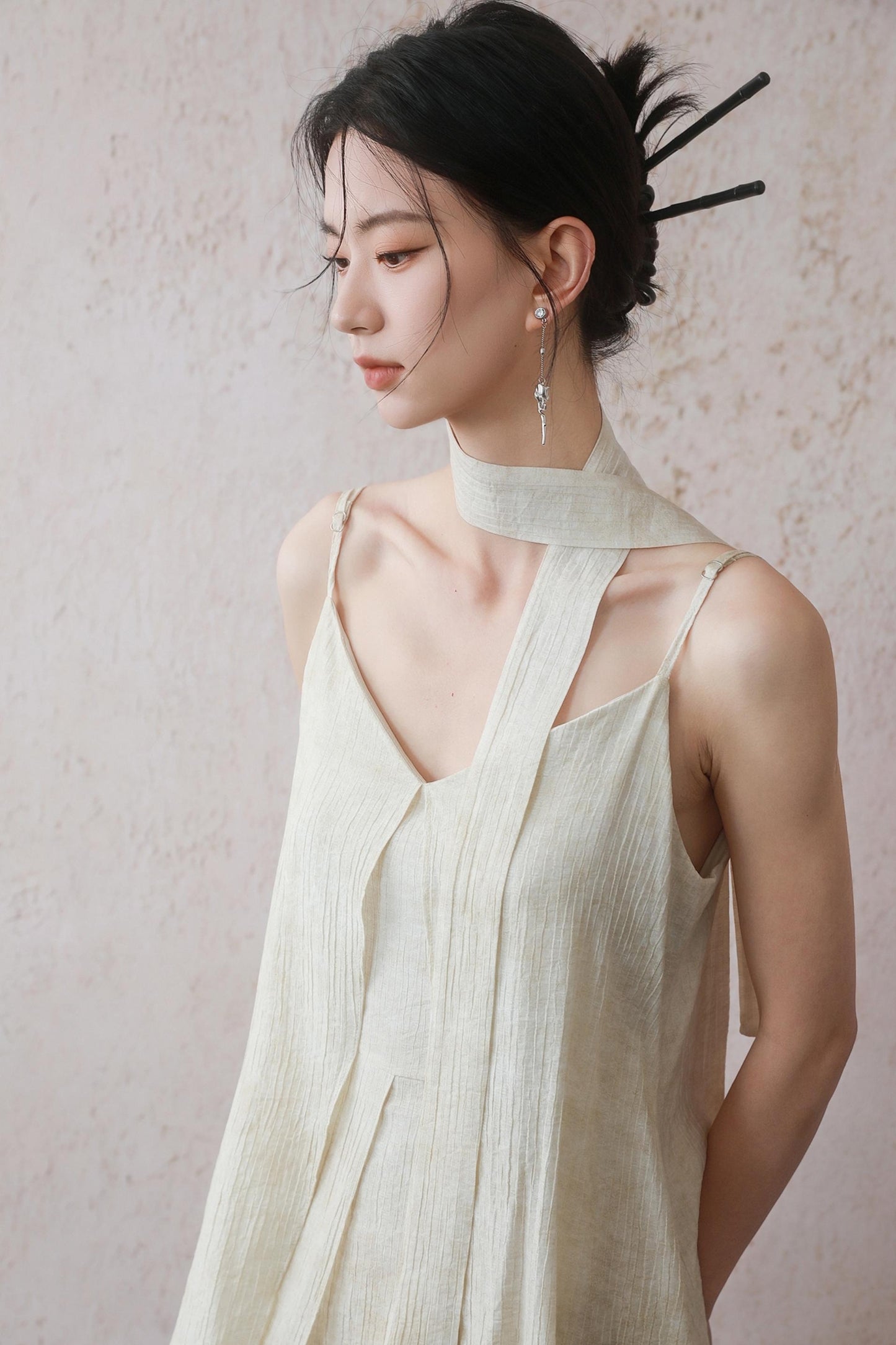 Apricot Ruffle Halter Dress