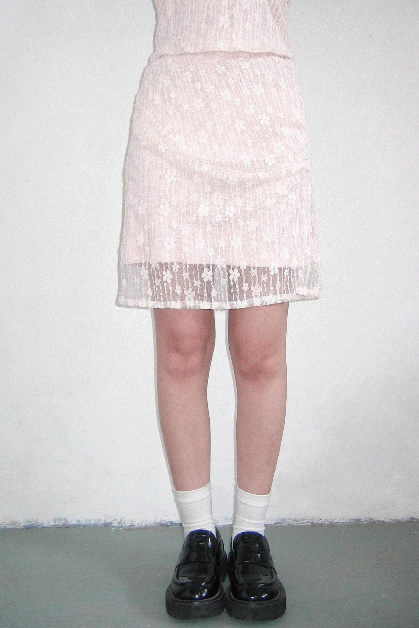 Pink Lace Polka Dot Top Set-Up