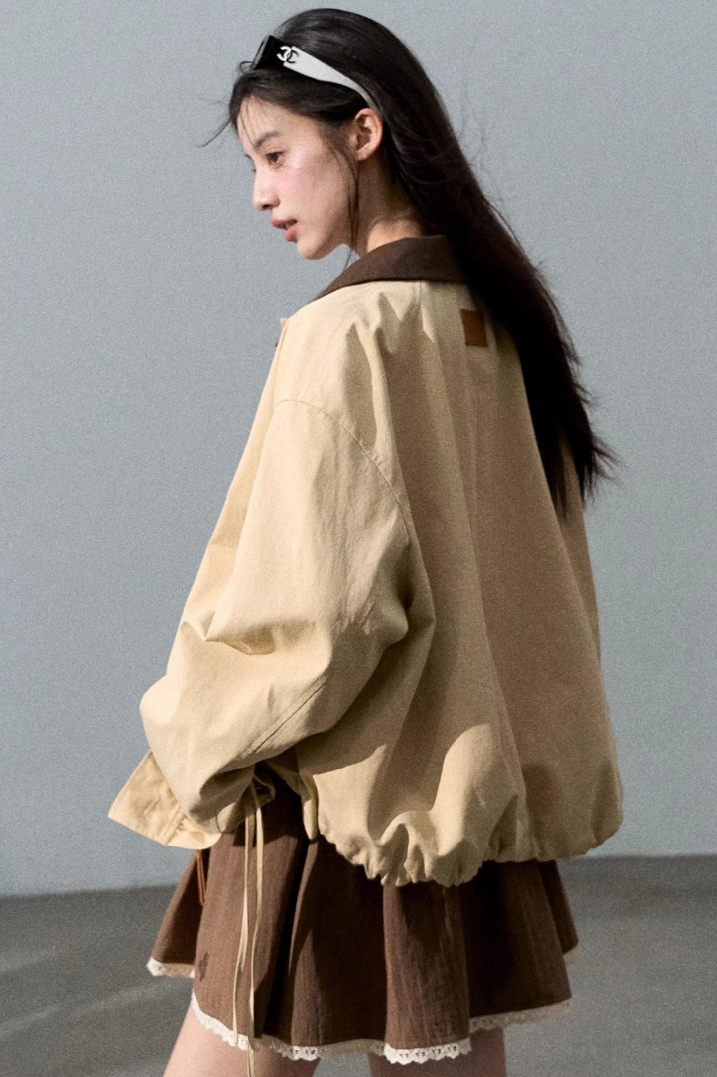 Vintage Contrast Cotton Linen Casual Short Jacket