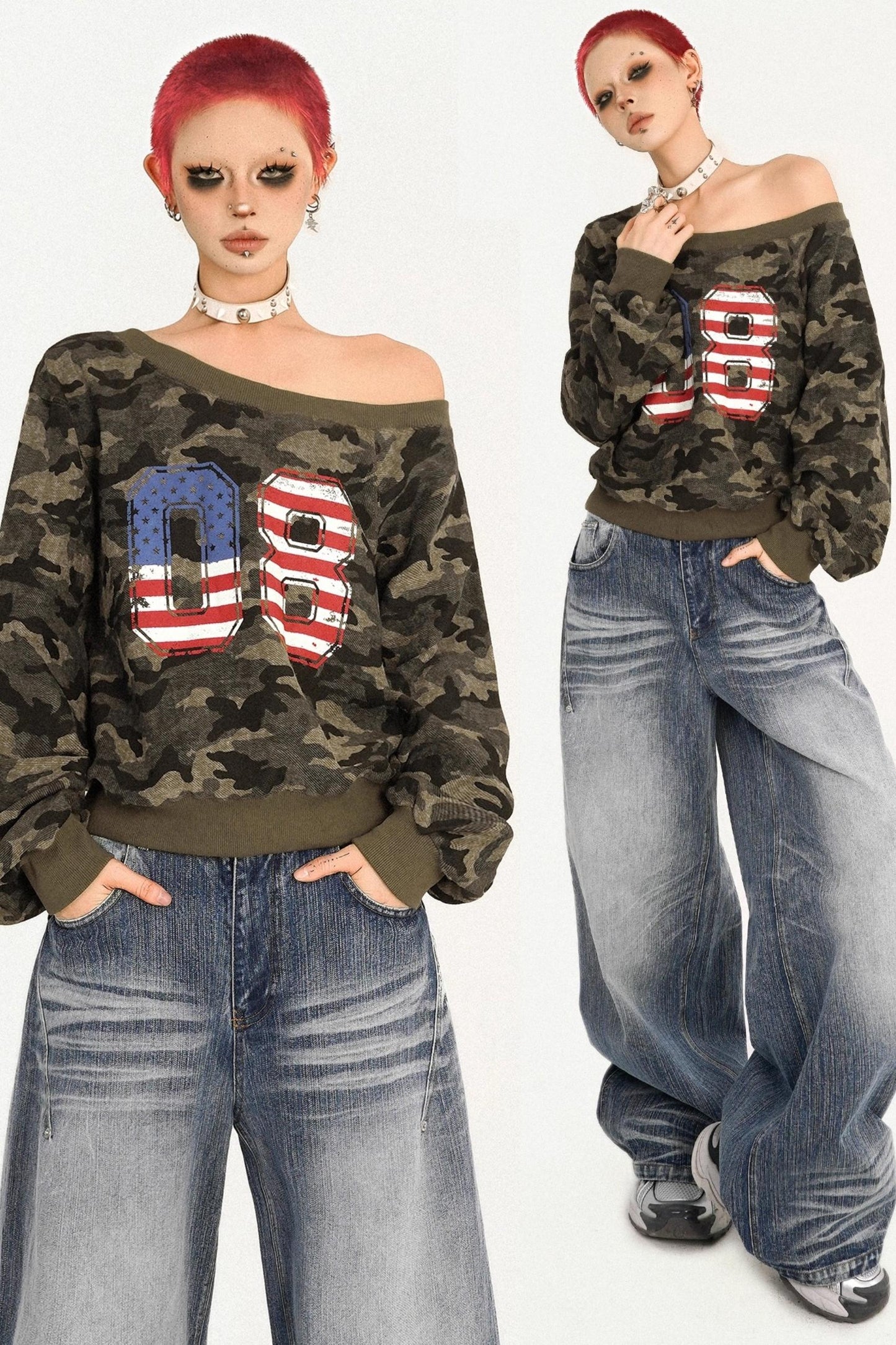 American Retro Camouflage Sweatshirt