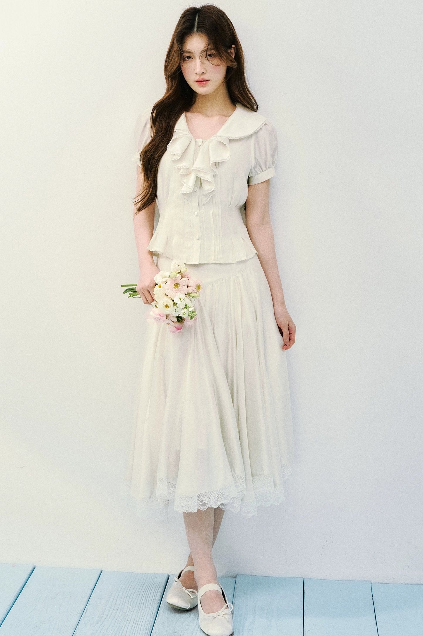 White Tulip Shirt Skirt Set-Up