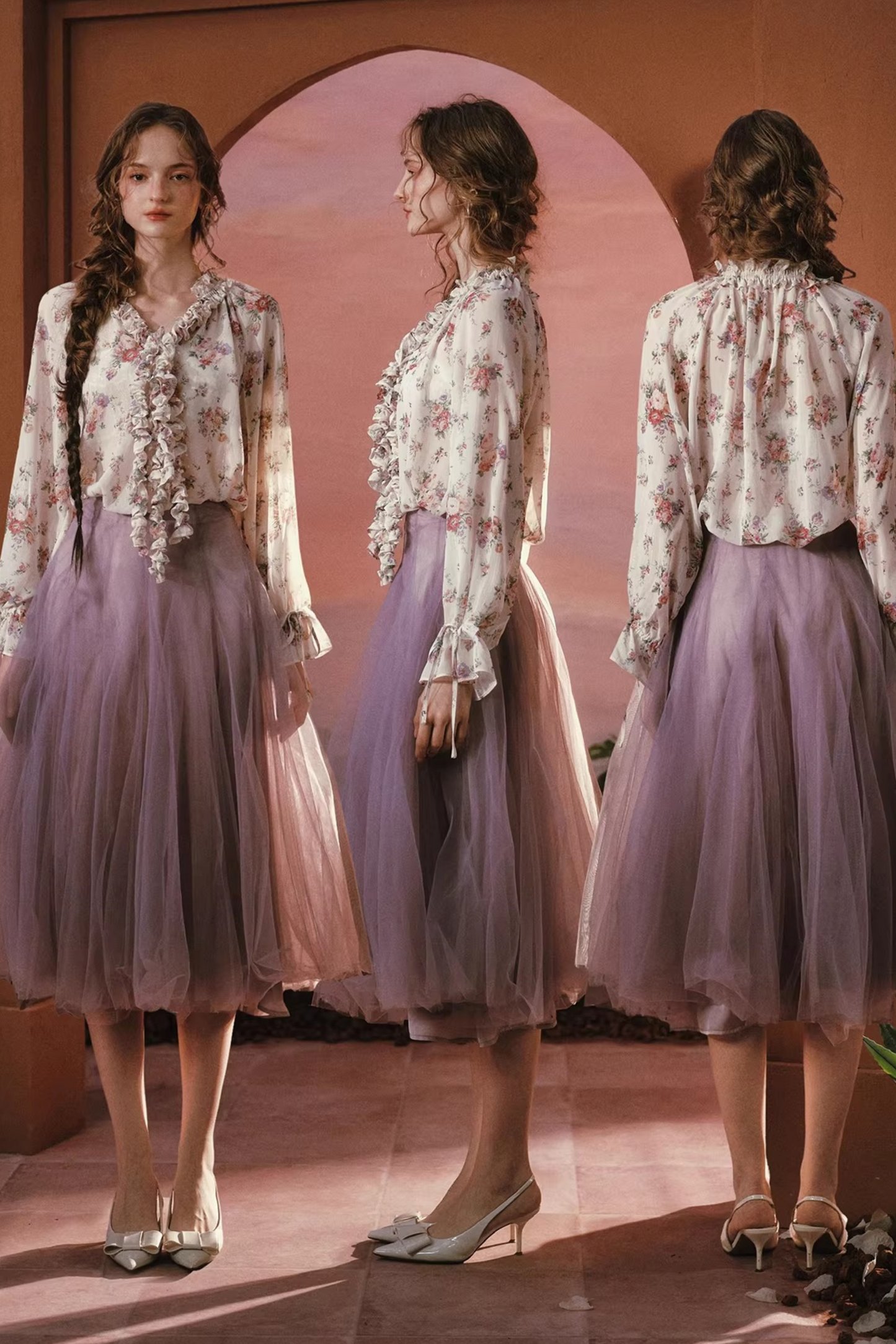 Wisteria Whisper Chiffon Bluse