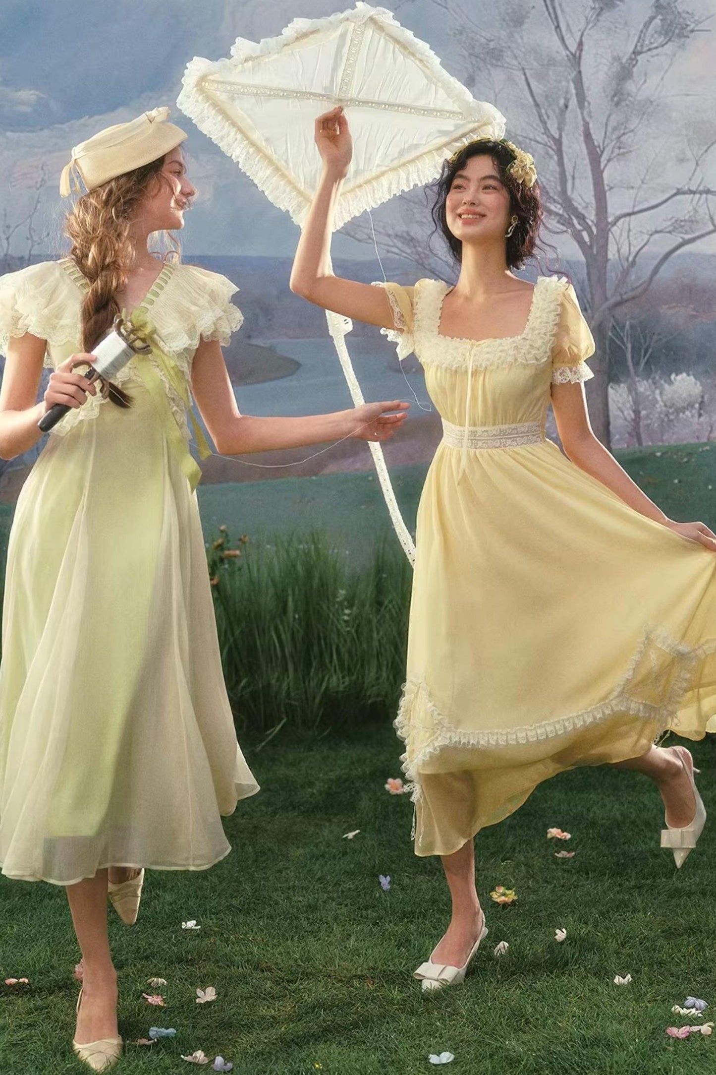 Lace Yellow Retro Dress