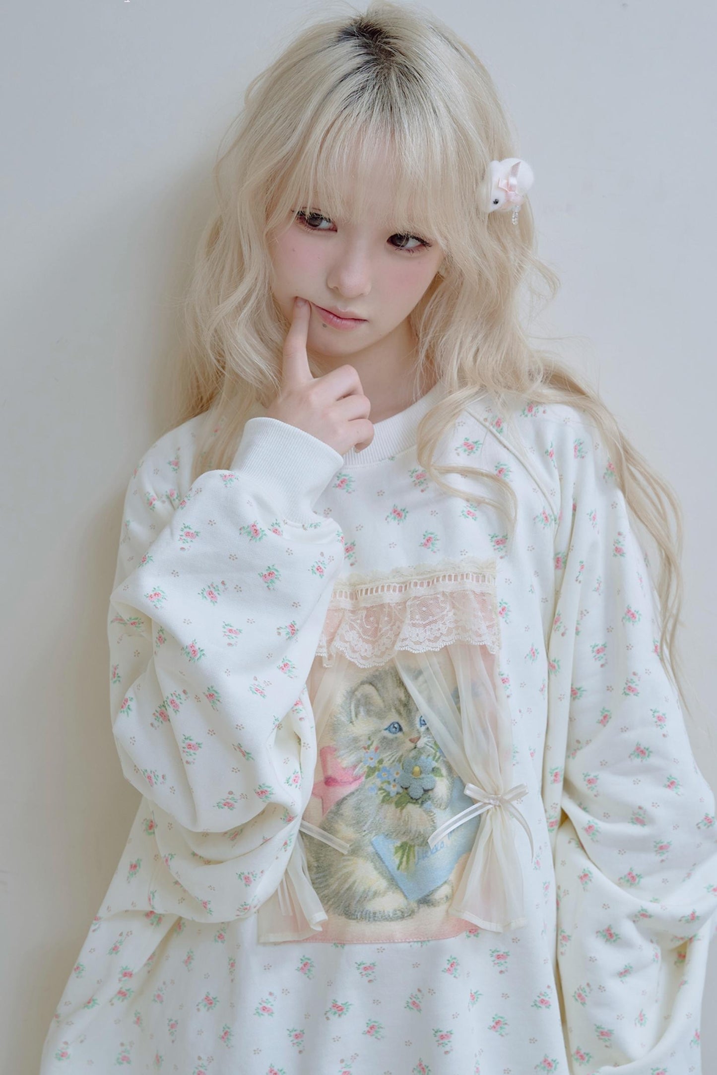 Vintage Kitten Print Top