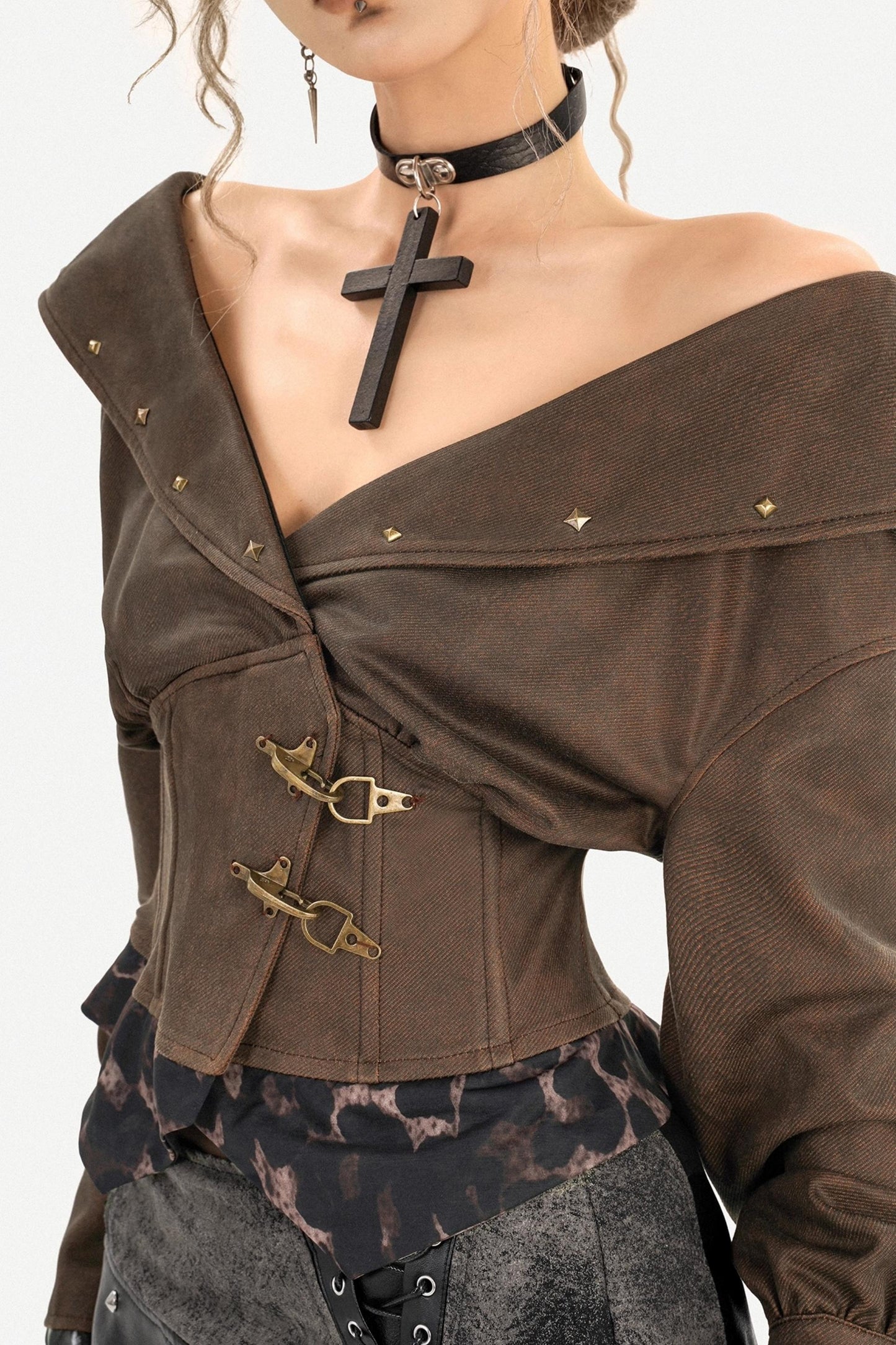 Retro Deep V-Neck Waist Top