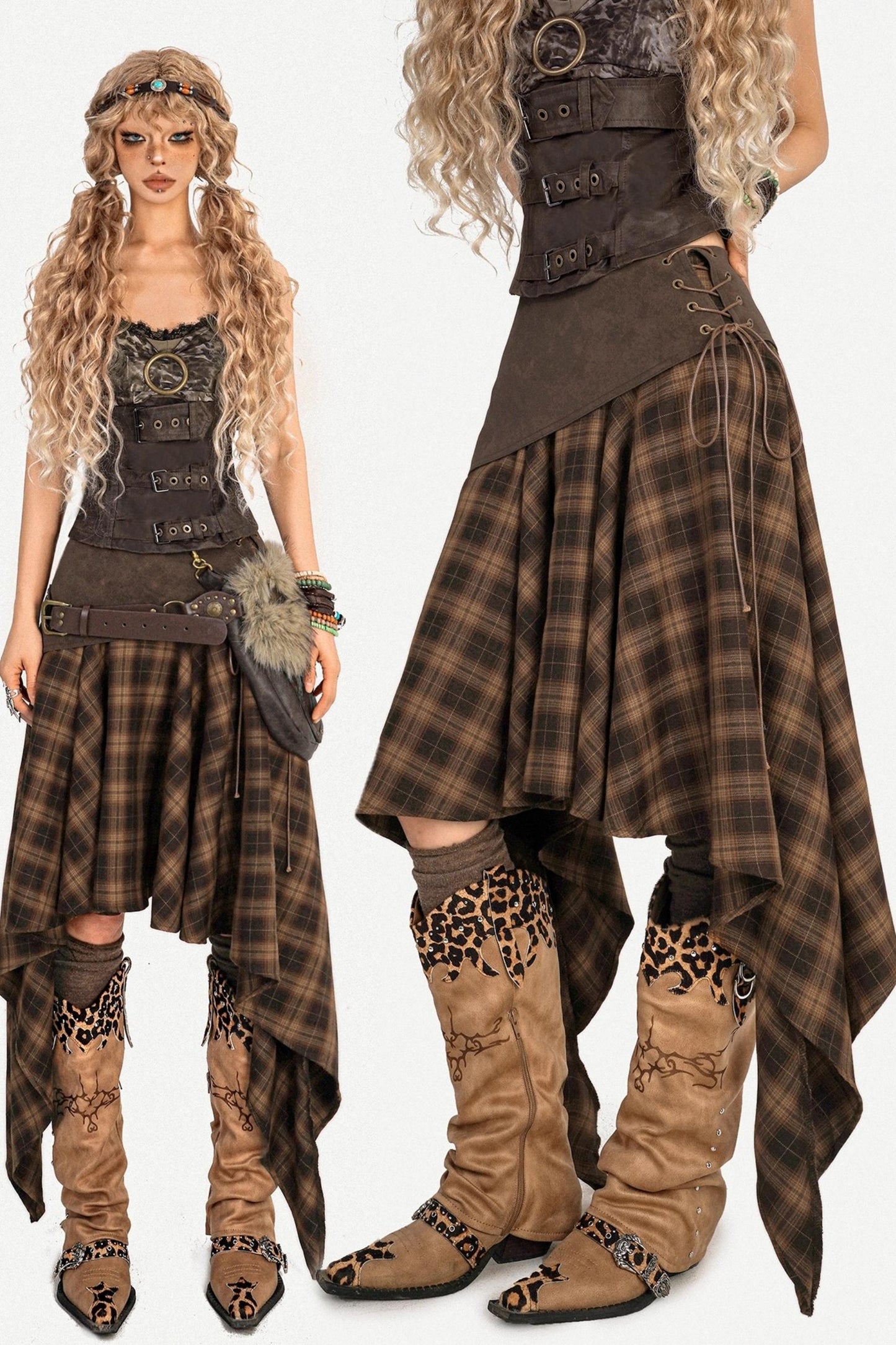 American Retro Plaid Skirt