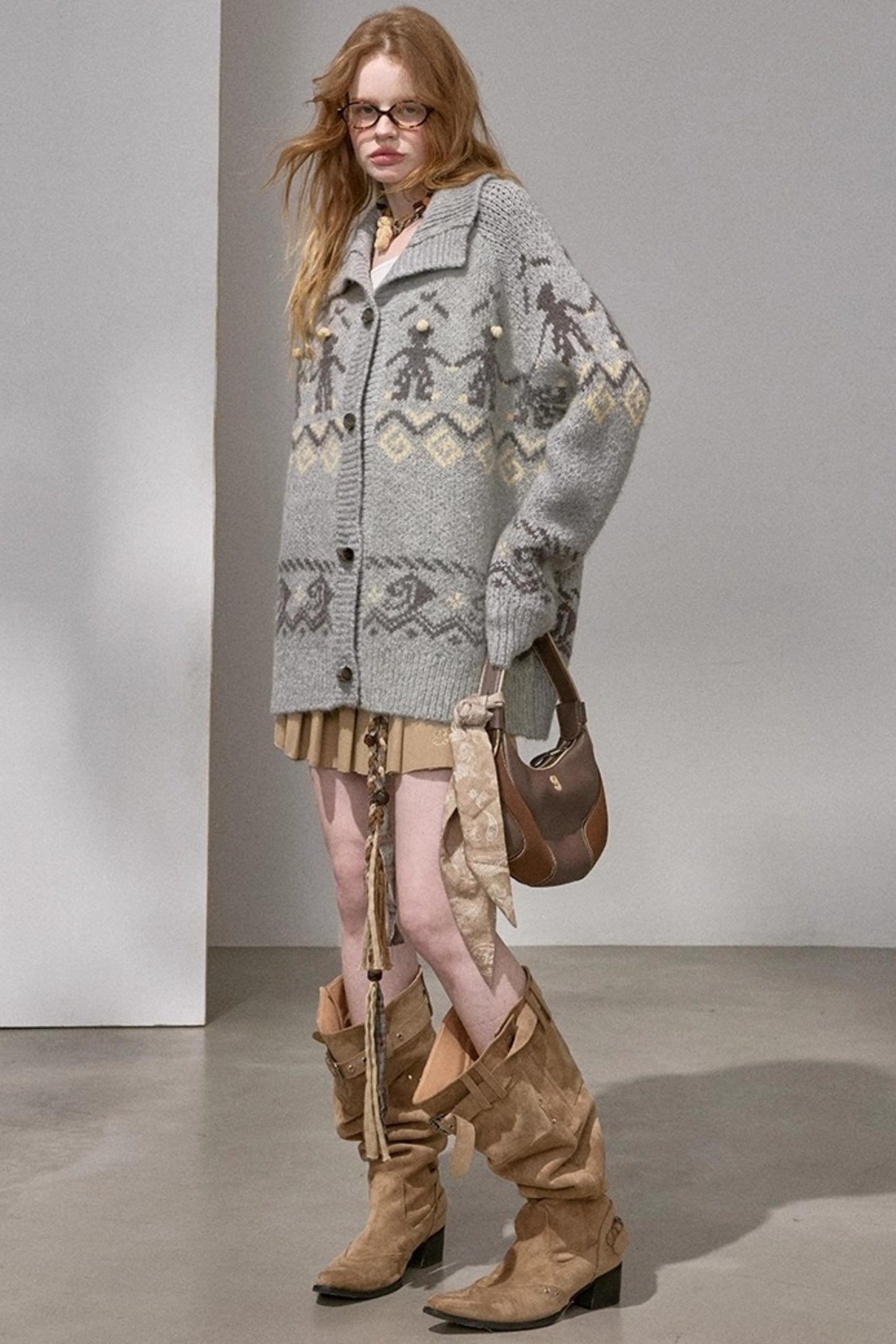 Pom-Pom Knit Cardigan Jacket