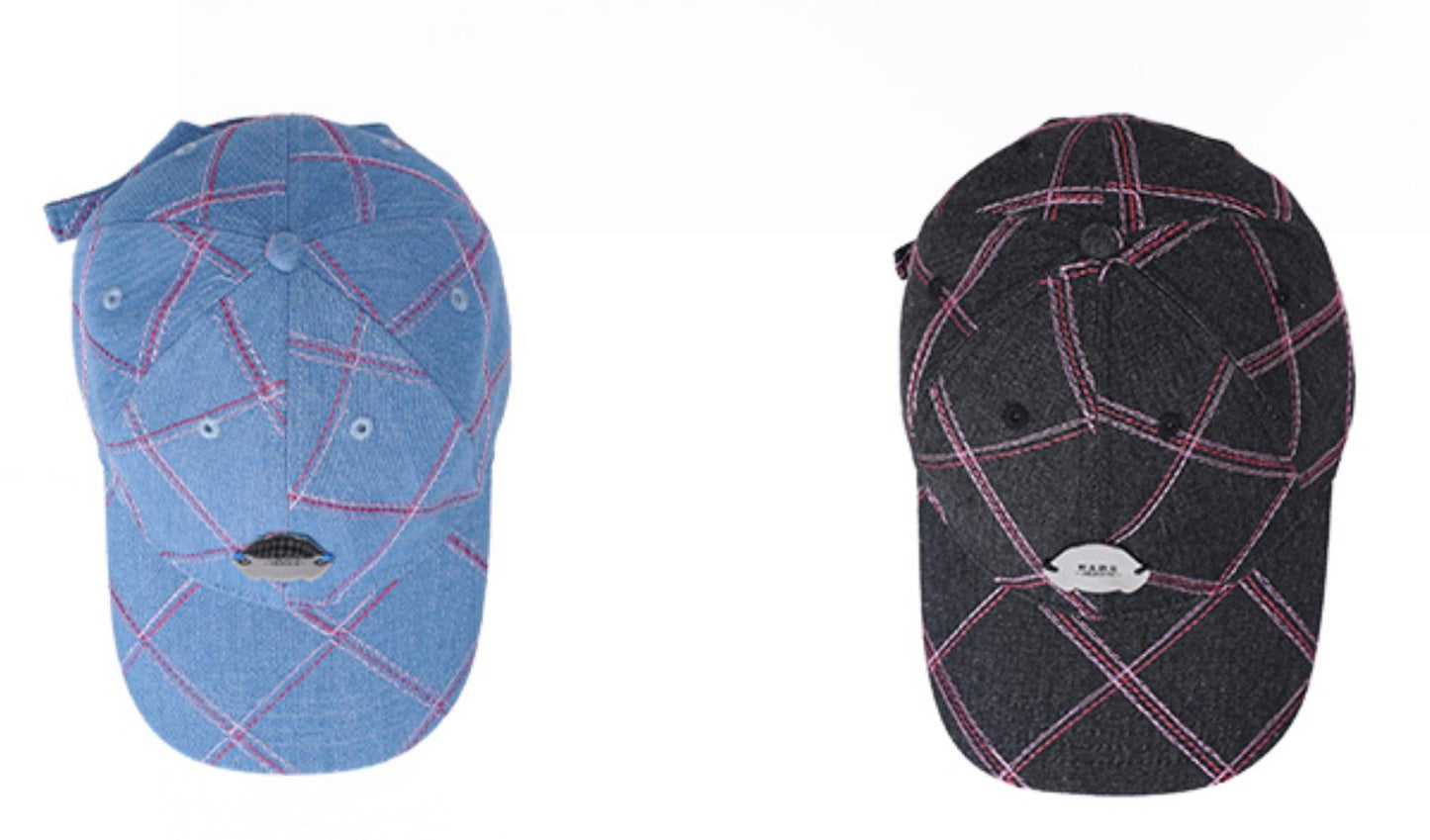 Checkered Denim Duck Bill Cap