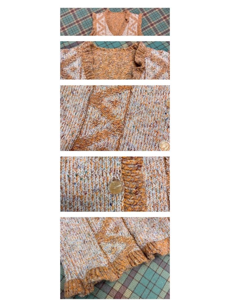 V-Ausschnitt Spitzen-Wollstrickjacke Weste