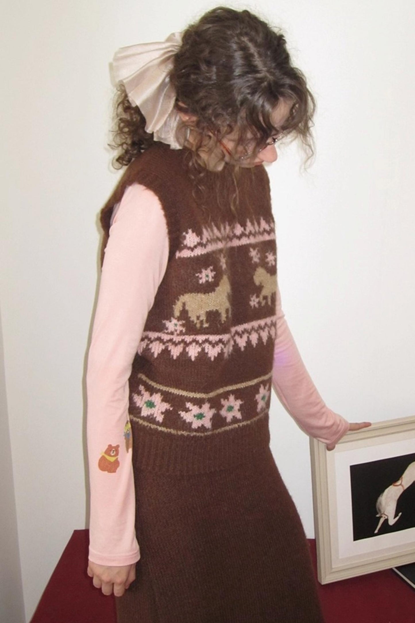 Alpaca Blend Vest Skirt Set