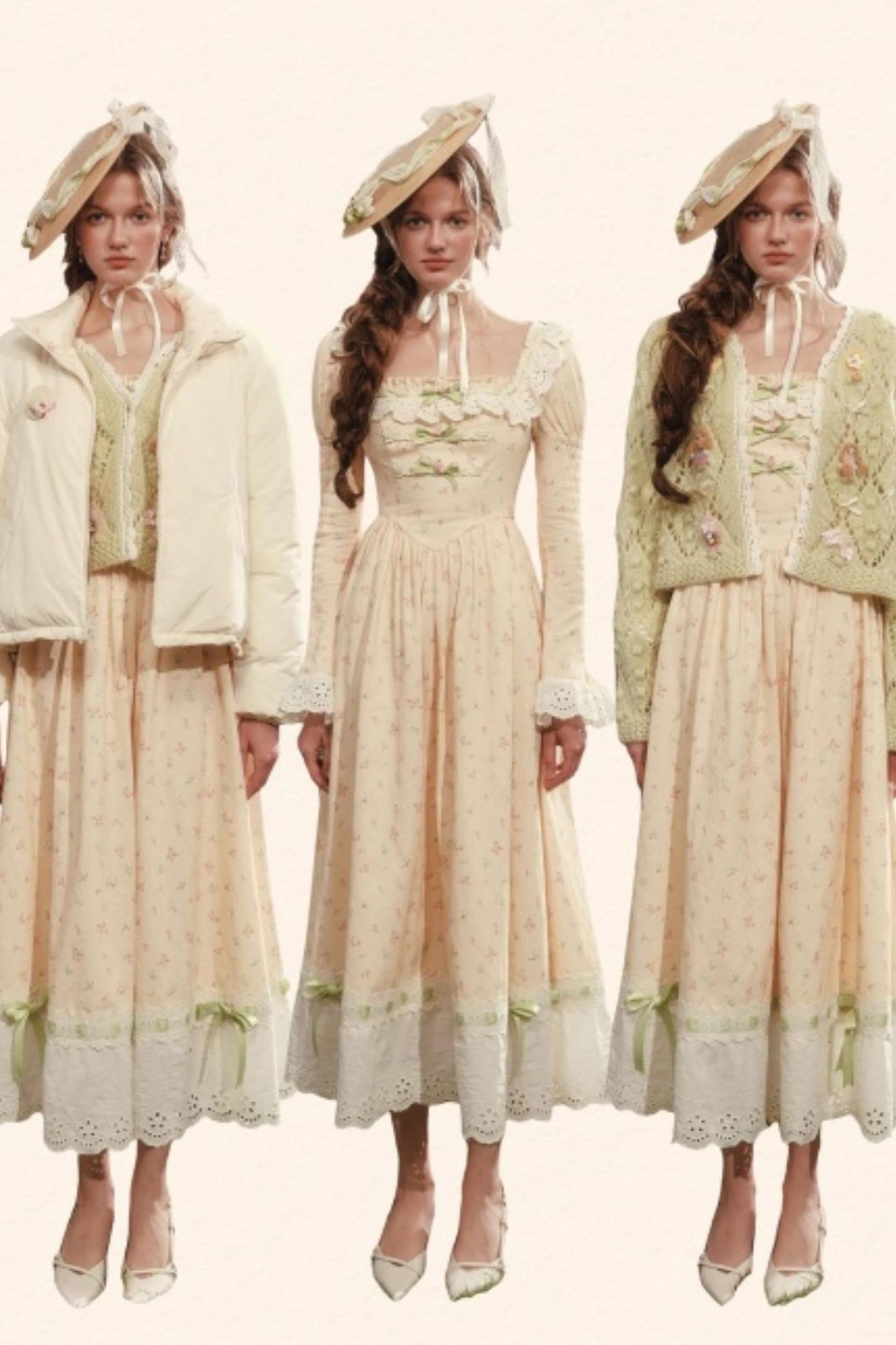 French Floral Pastoral Dress Set-Up