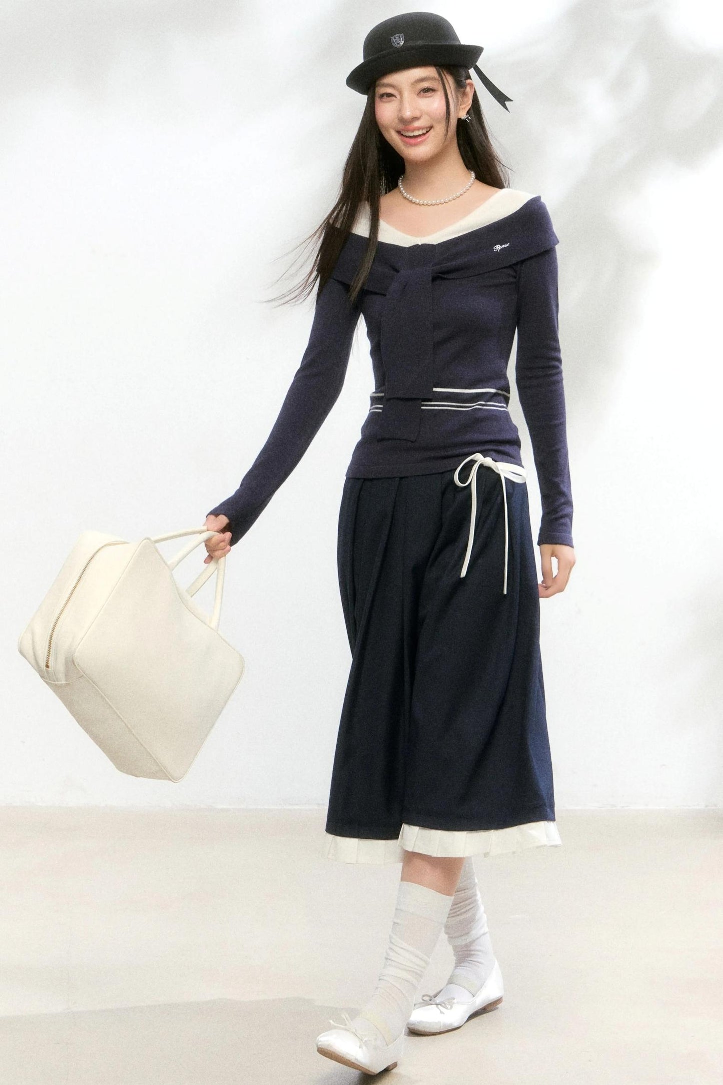 Striped Autumn Knitwear Top Set-Up