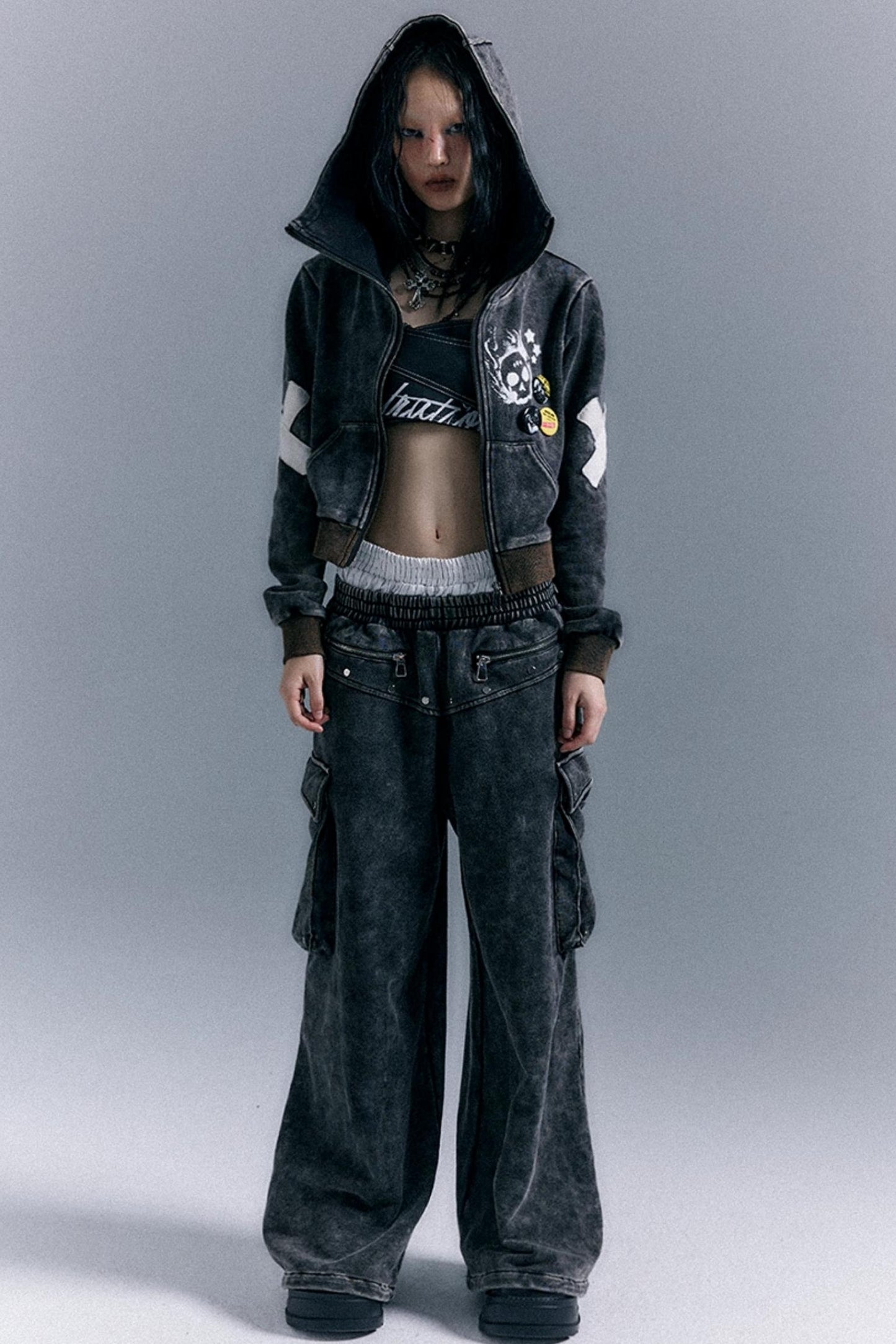 Double Waistband Wide-Leg Trousers