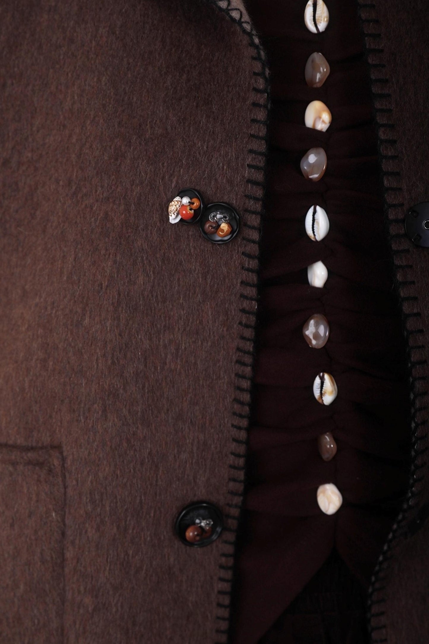 Caramel Coffee Shell Buckle Streamer Top