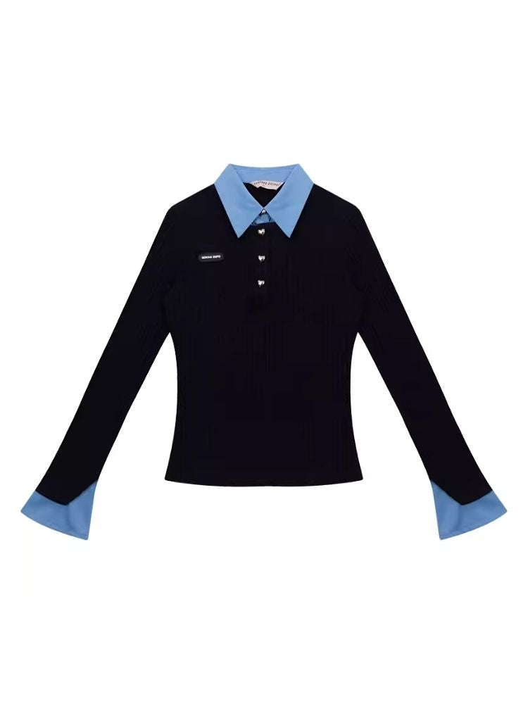 Slim Polo Neck Knit Sweater